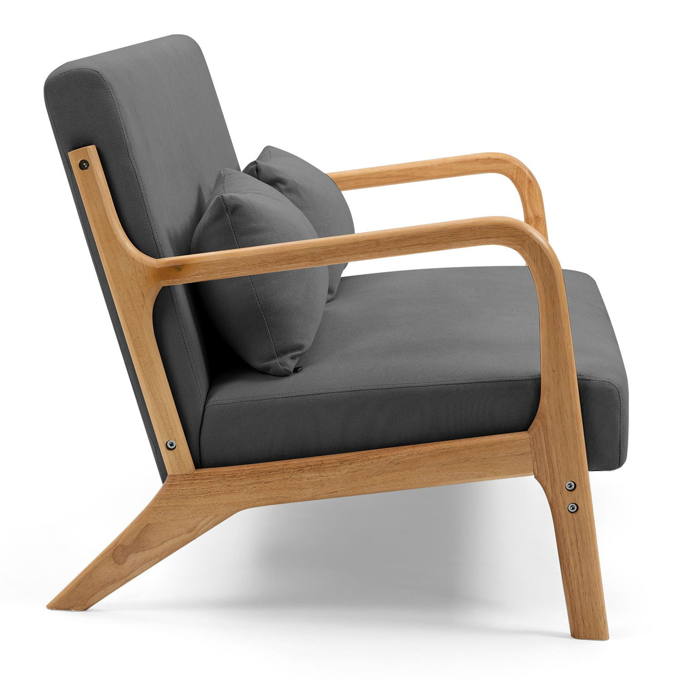 Leisure Chair With Solid Wood Armrest And Feet, Mid-Century Modern Accent Sofa, 2 Seat by Unique Piece Furniture