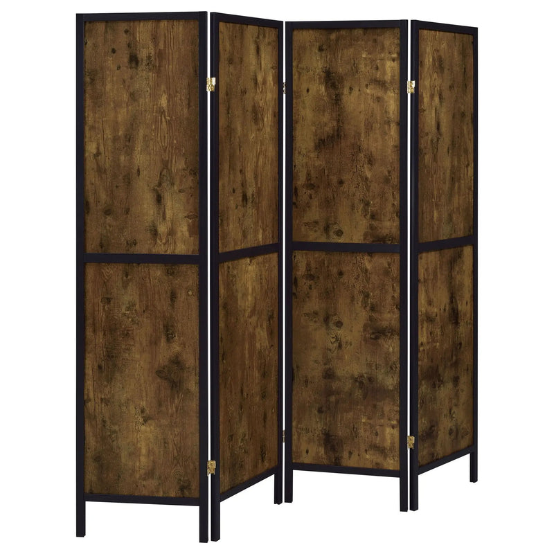 Deepika 4-Panel Room Divider Folding Screen Rustic Nutmeg by Unique Piece Furniture