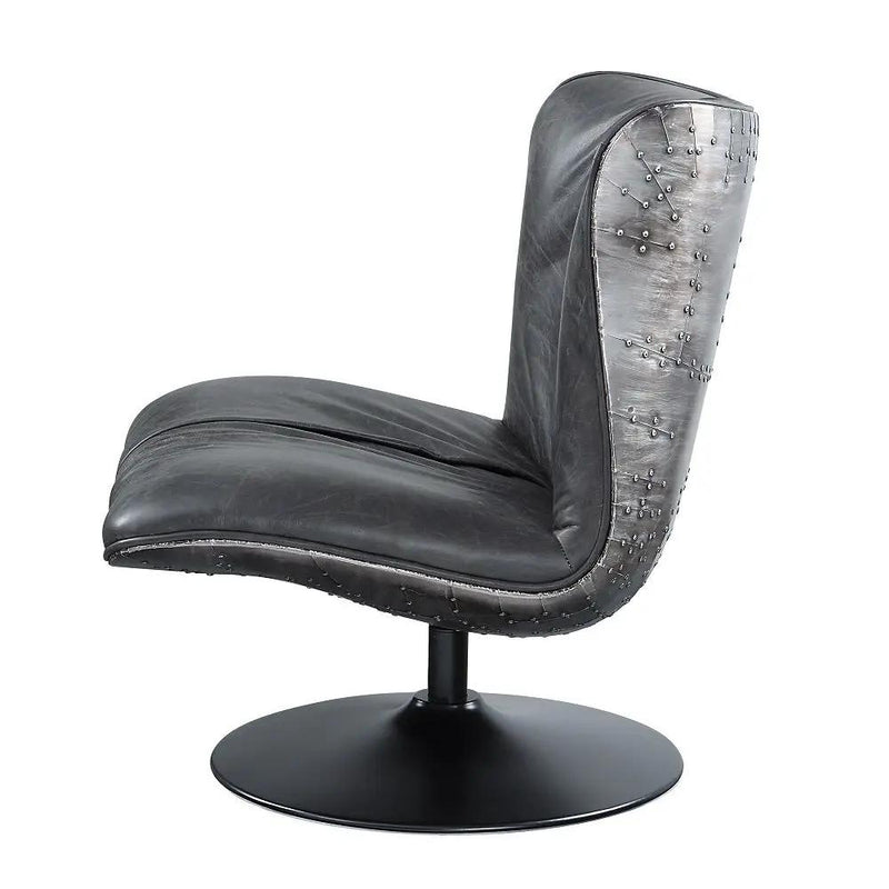 Piotr - Accent Chair With Swivel - Black Top Grain Leather by Unique Piece Furniture