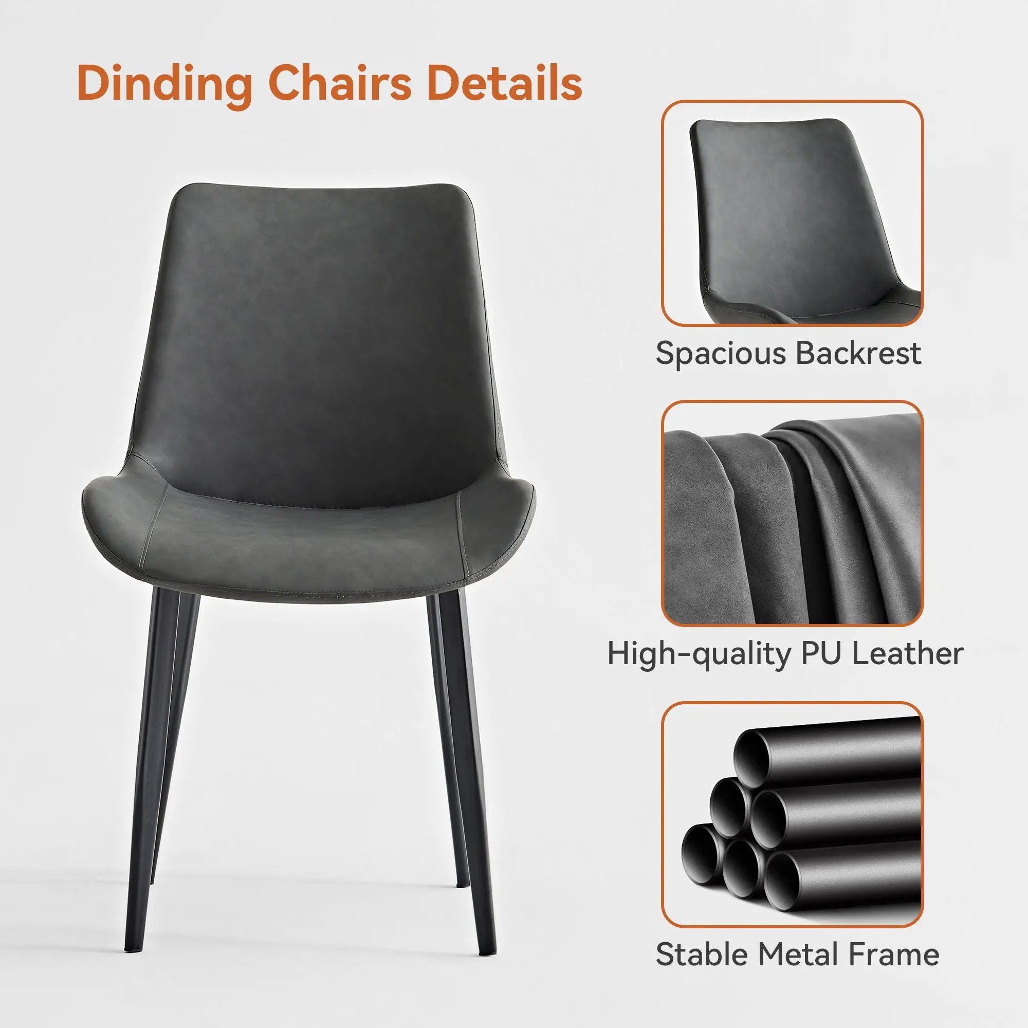 Dining Table Set, Chairs (Set of 2) - Gray