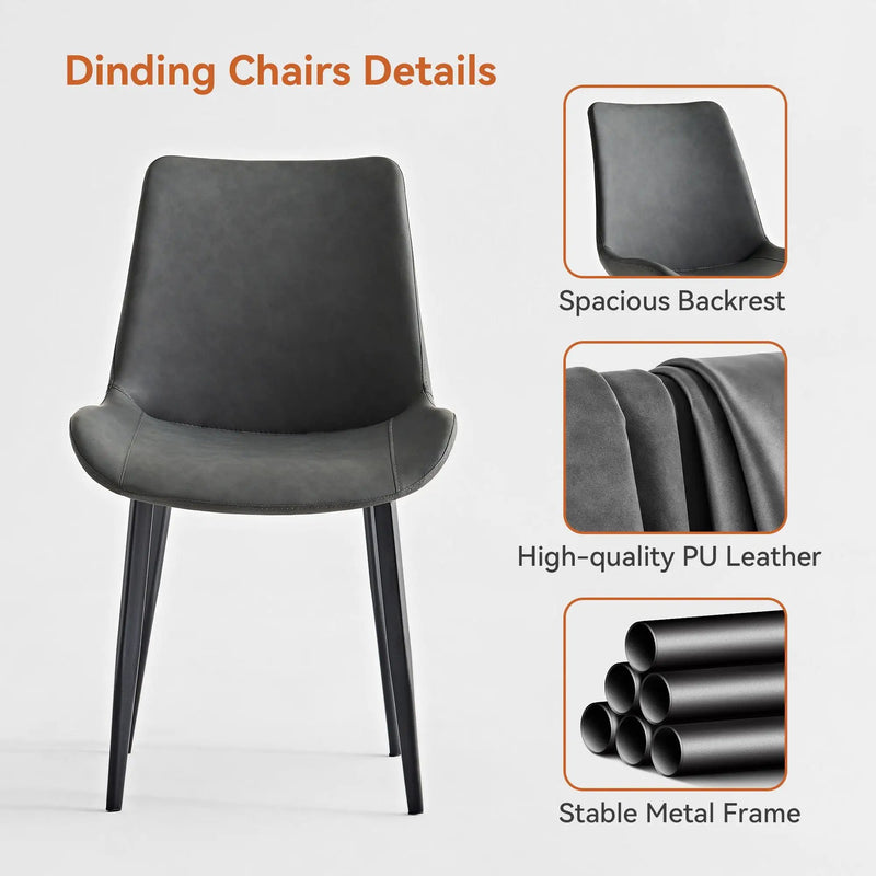 Dining Table Set, Chairs (Set of 2) - Gray