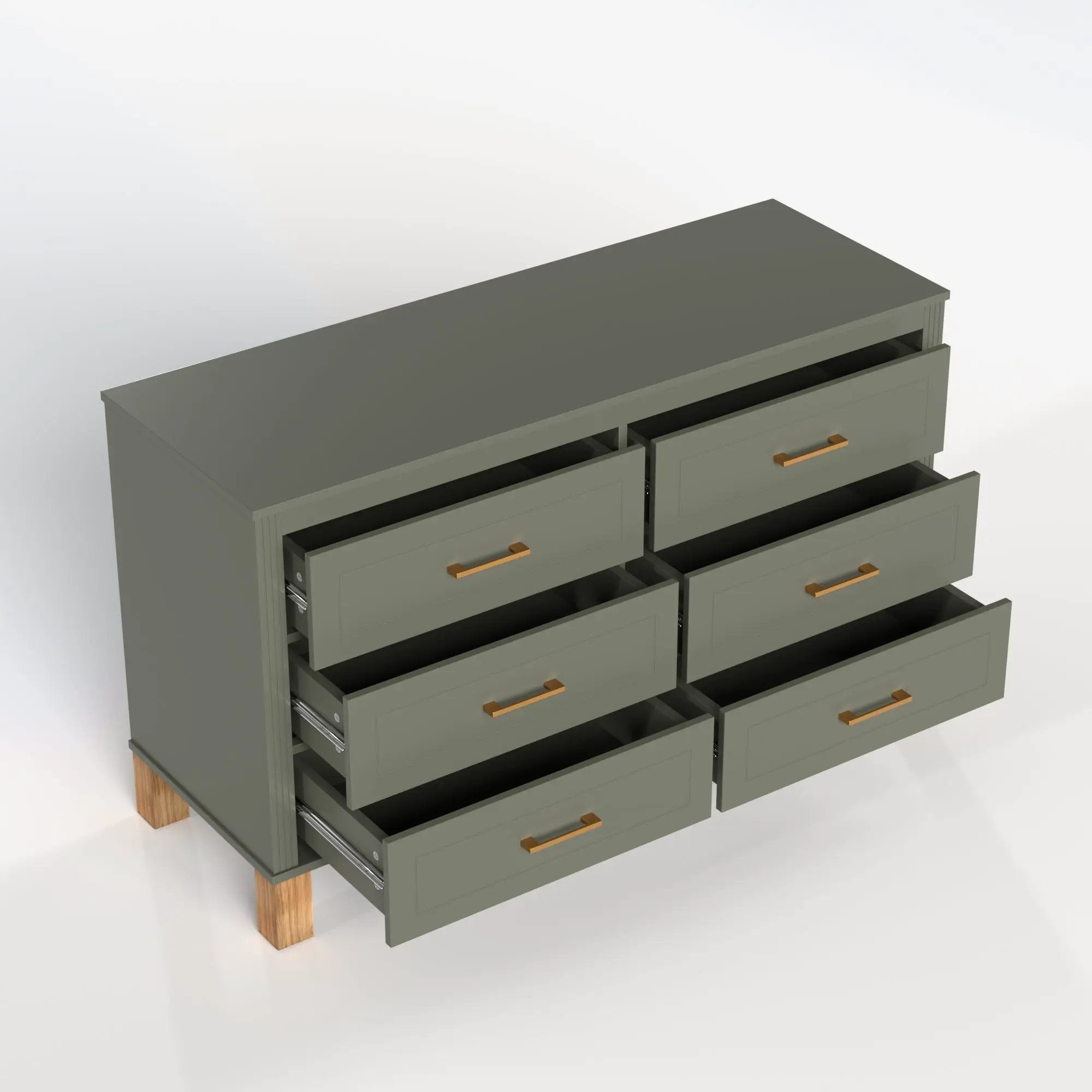 6-Drawer Double Dresser in Olive by HouseOfZazla