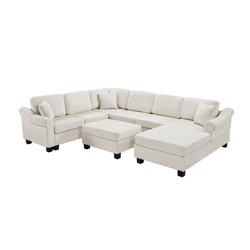 Contemporary U - Shaped Sectional Sofa With Movable Storage Ottoman by HouseOfZazla