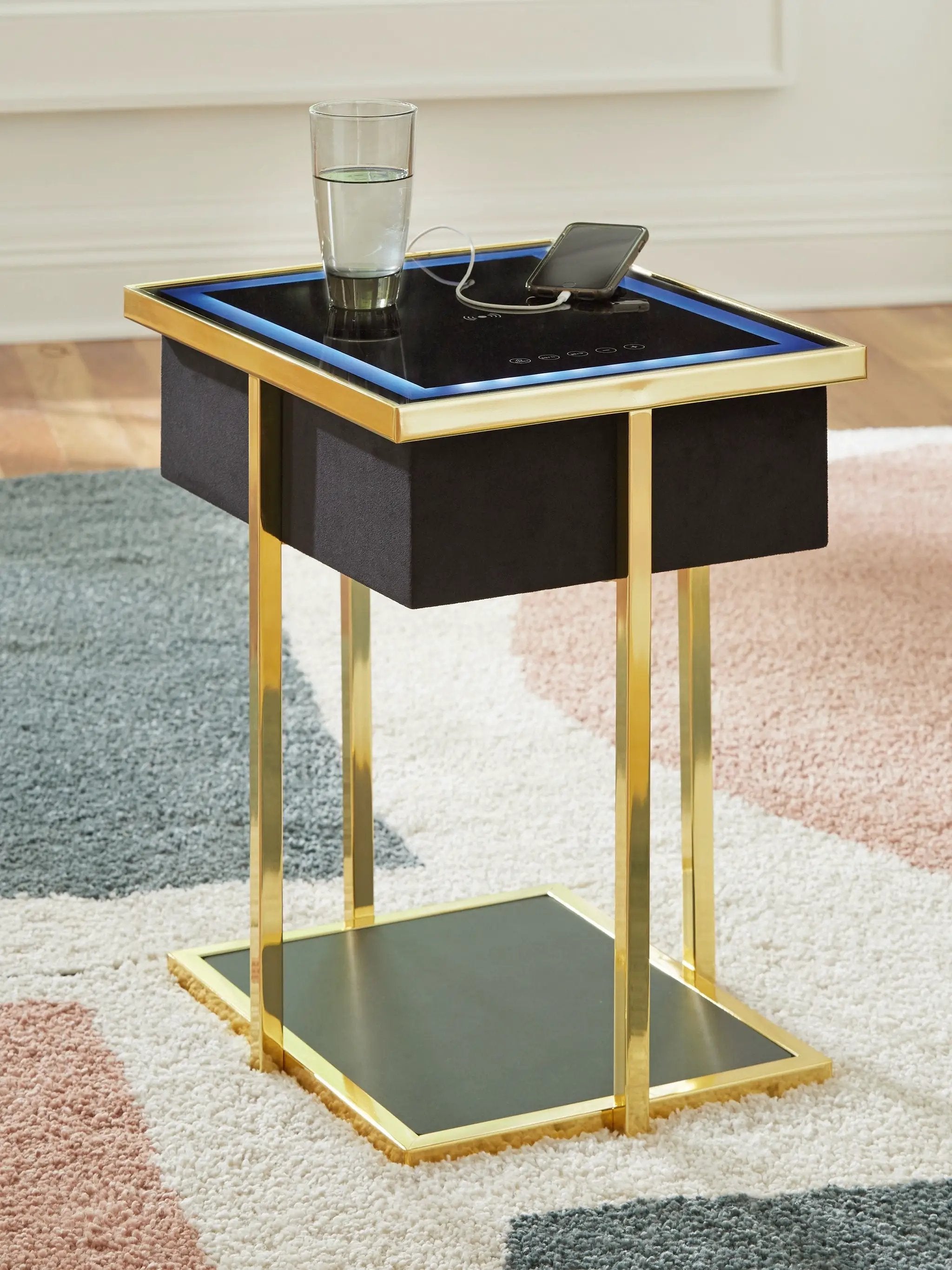 Rexwell - Accent Table With Speaker - Black / Gold Finish by Unique Piece Furniture