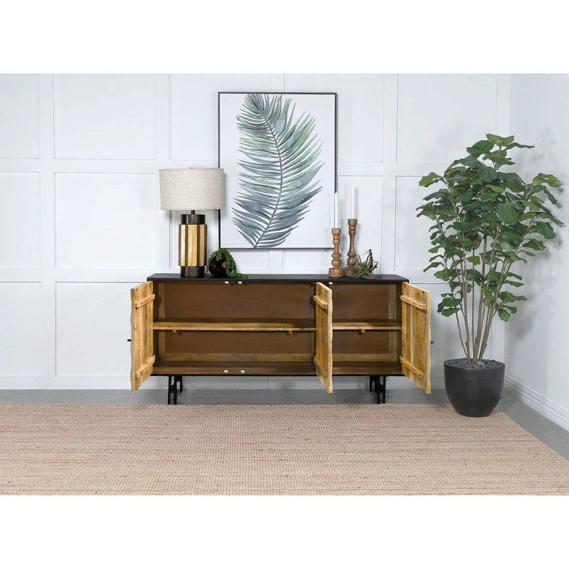 Madrid - 3 Door Accent Cabinet Doors - Natural / Black by HouseOfZazla