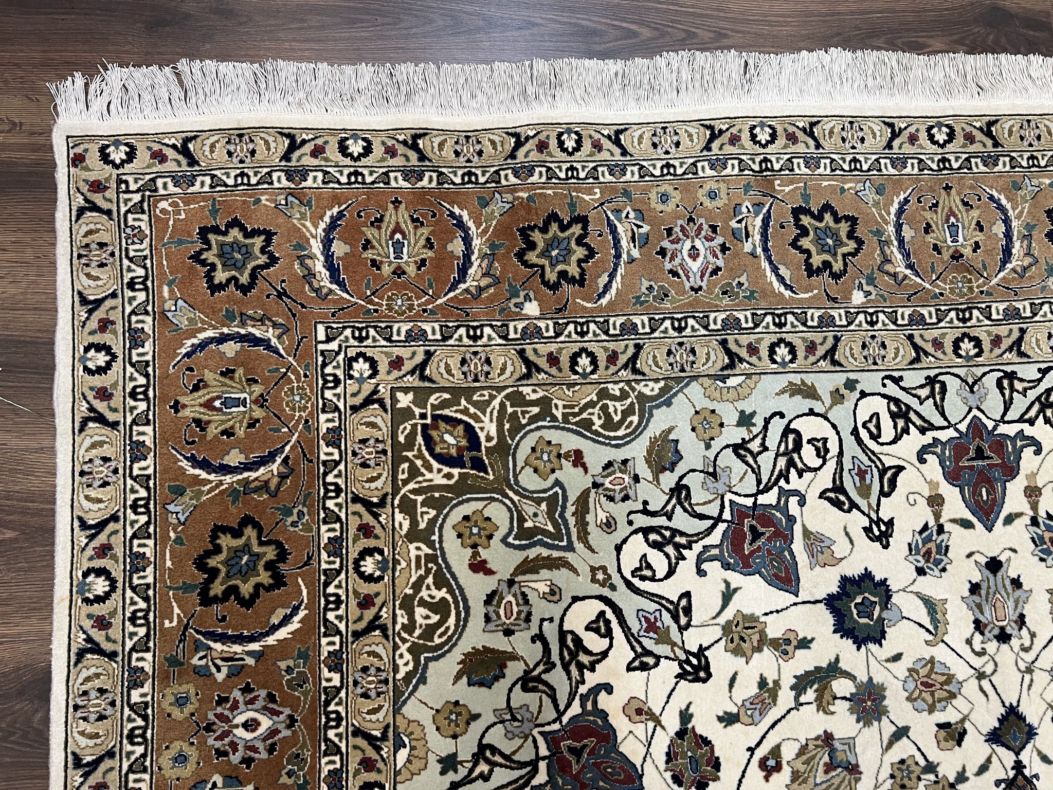 Wonderful Persian Tabriz Rug 7x10, Floral Medallion, Very Fine Oriental Carpet, Ivory by Jewel Rugs