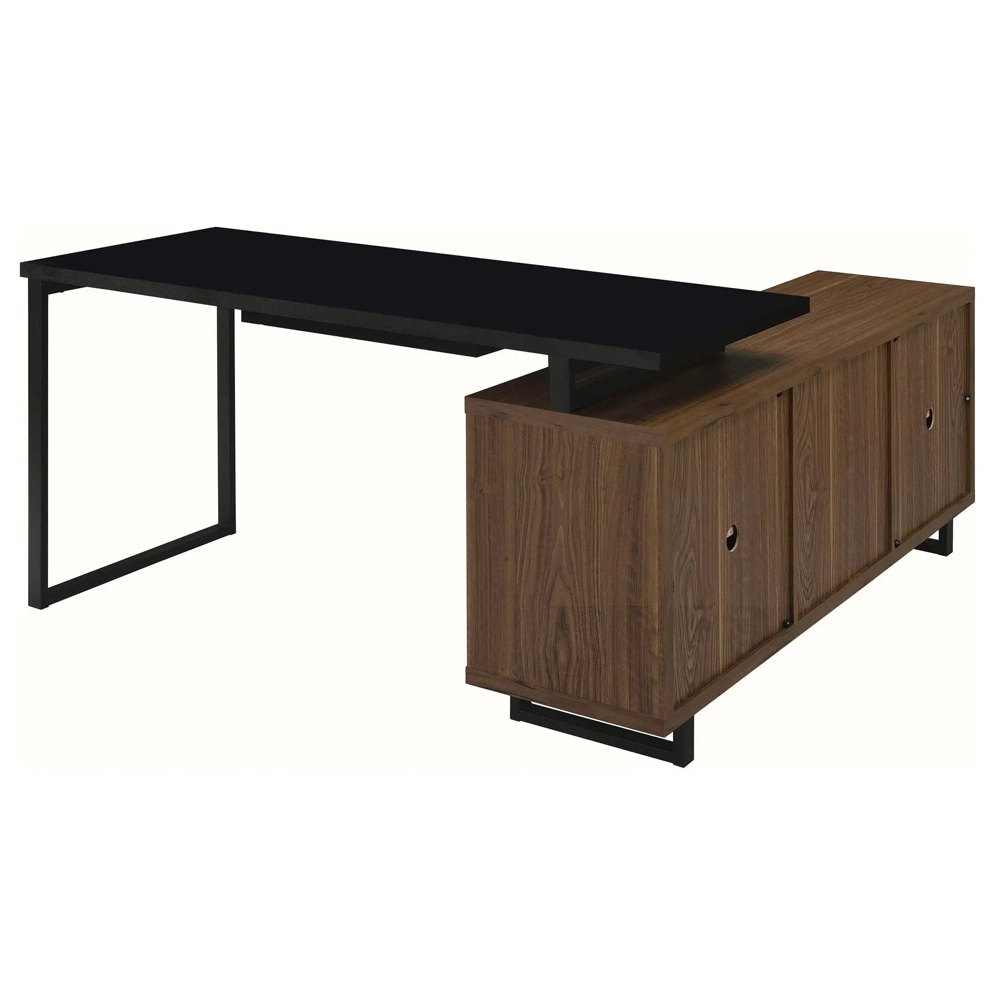 Maddox 60-inch L-Shape Office Computer Desk Black and Walnut by Unique Piece Furniture