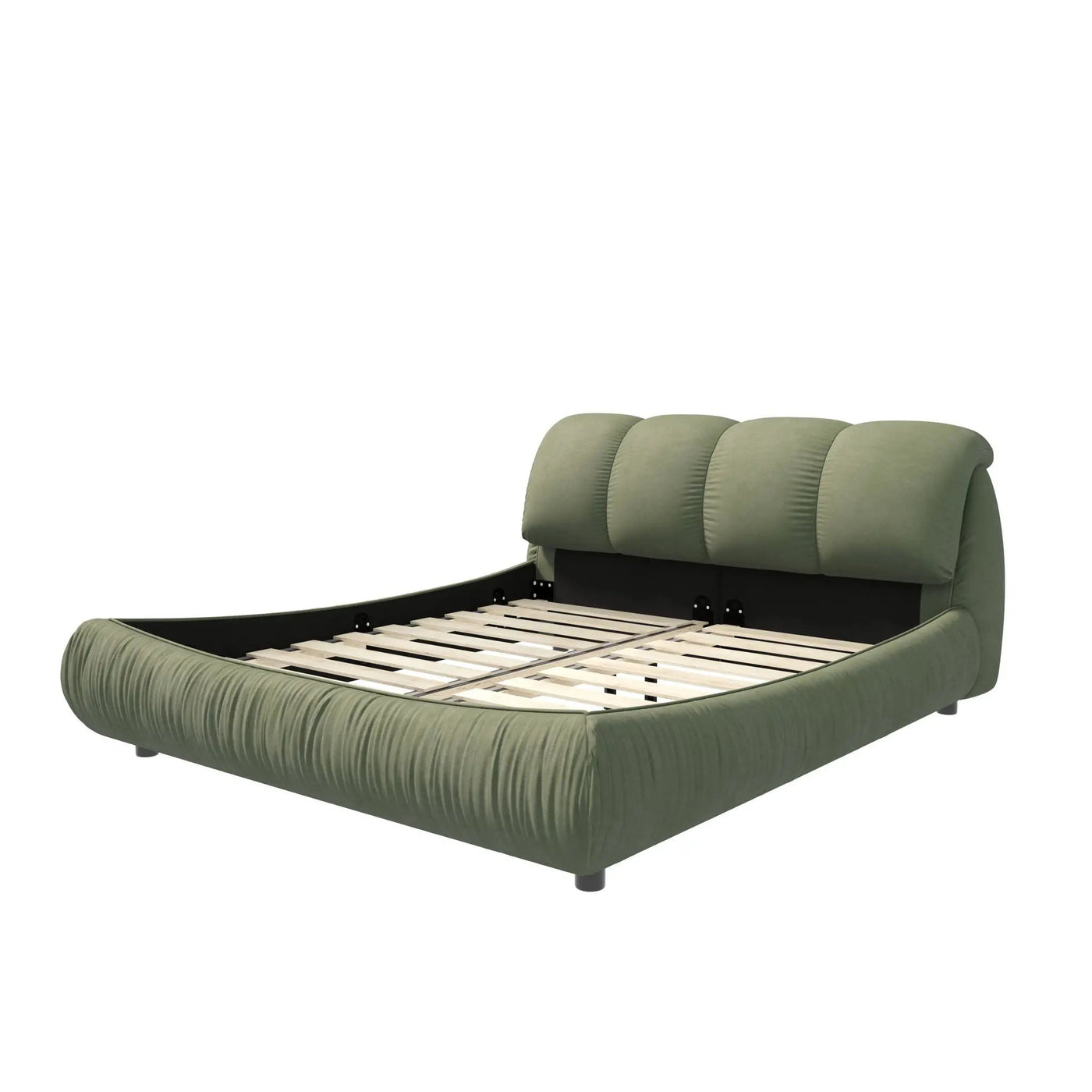 Luxury Upholstered Platform Bed With Oversized Padded Backrest And Solid Wood Frame by HouseOfZazla