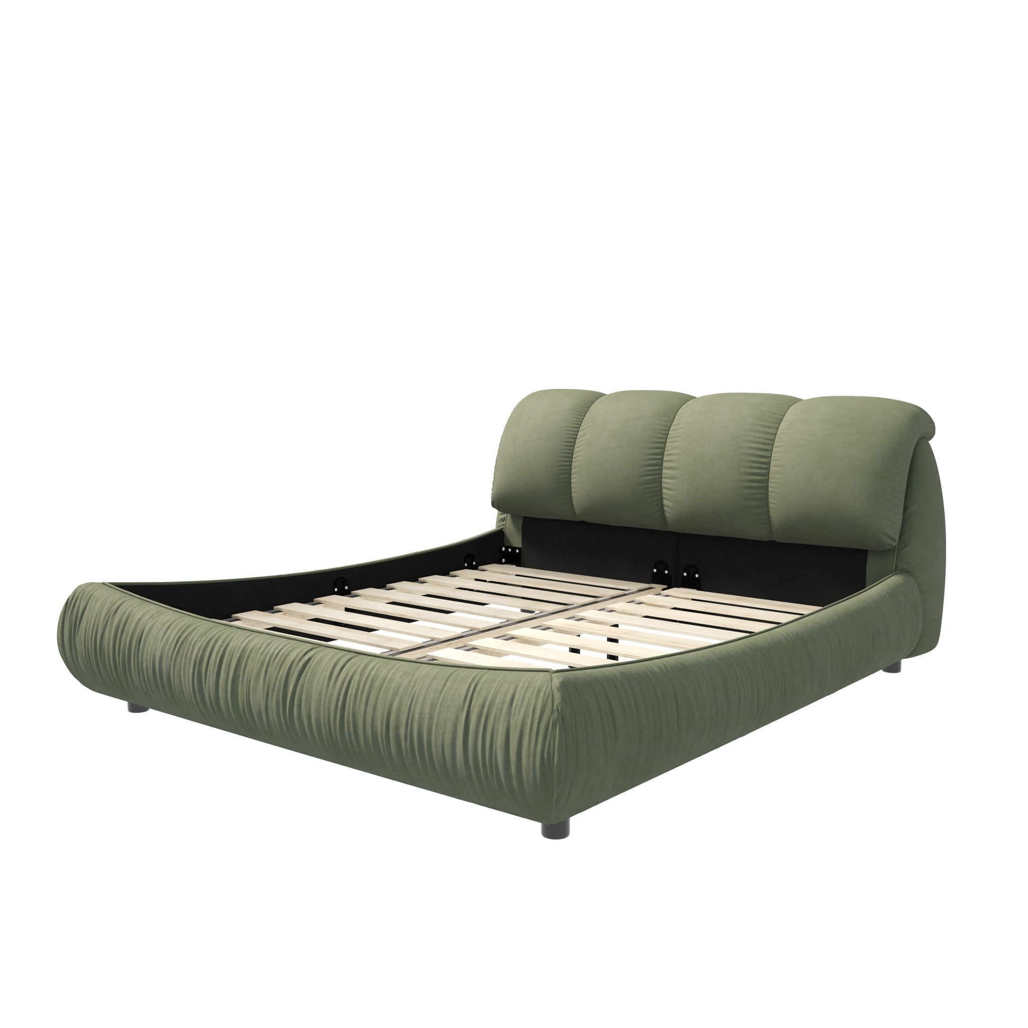Luxury Upholstered Platform Bed With Oversized Padded Backrest And Solid Wood Frame by HouseOfZazla