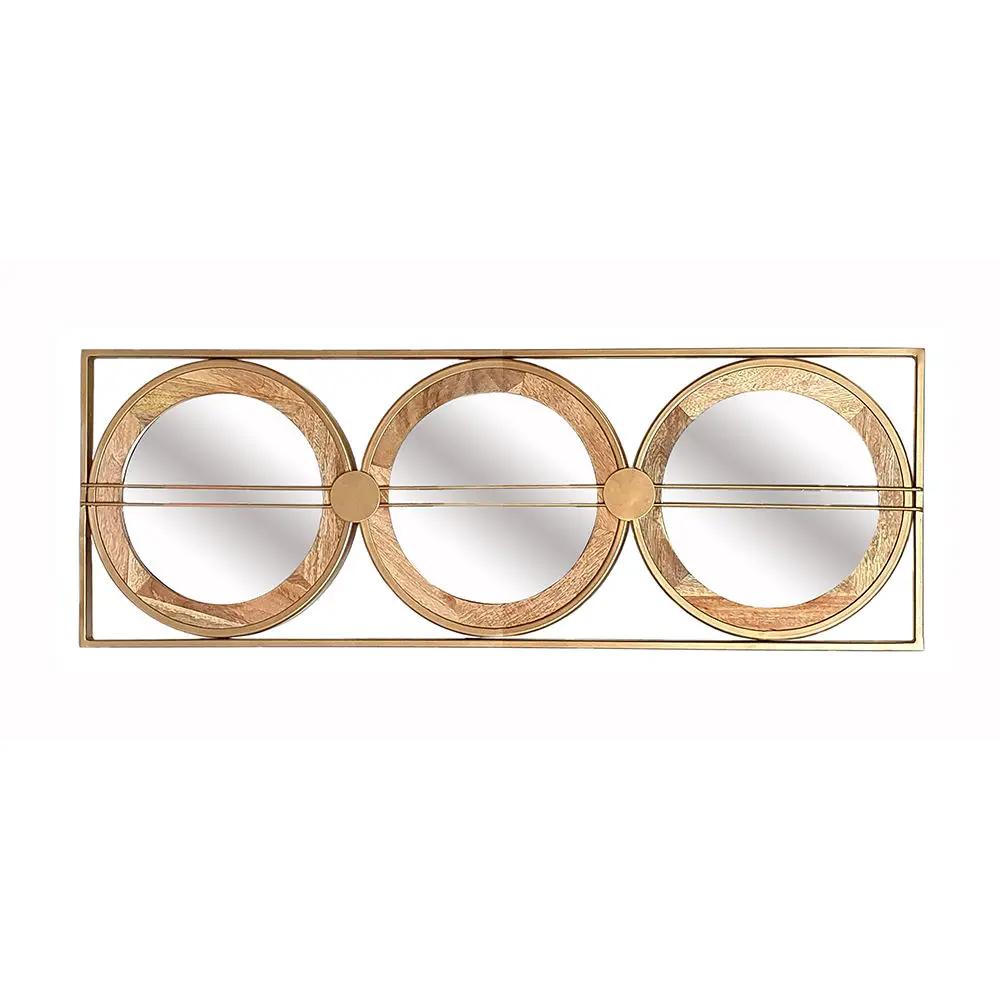 3 Mirror Piece Wall Mirror InRectangular Frame, Home Wall Decor For Bedroom Living Room - Brown by Unique Piece Furniture