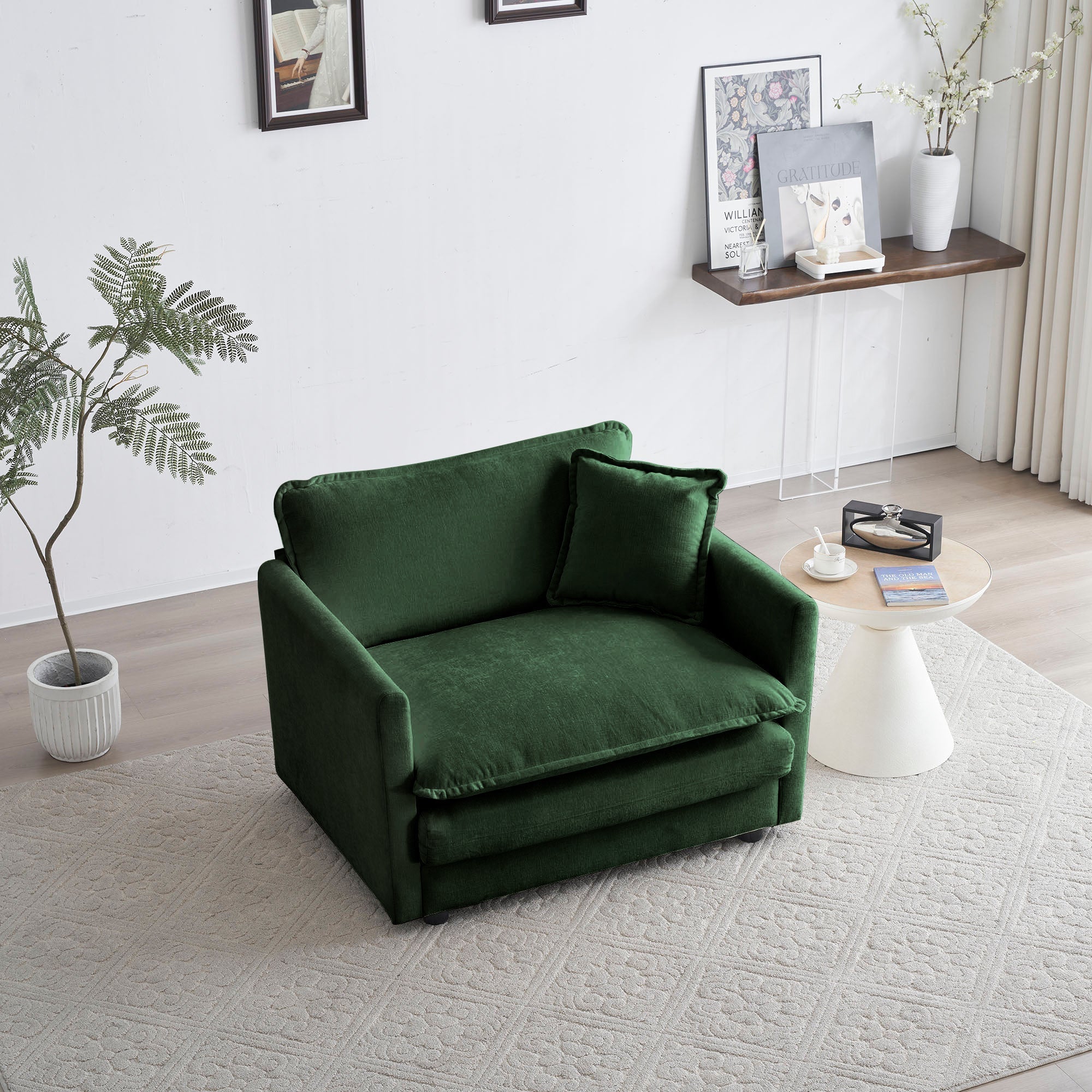 2-Piece Upholstered Sectional Sofa Set in Green Chenille by HouseOfZazla