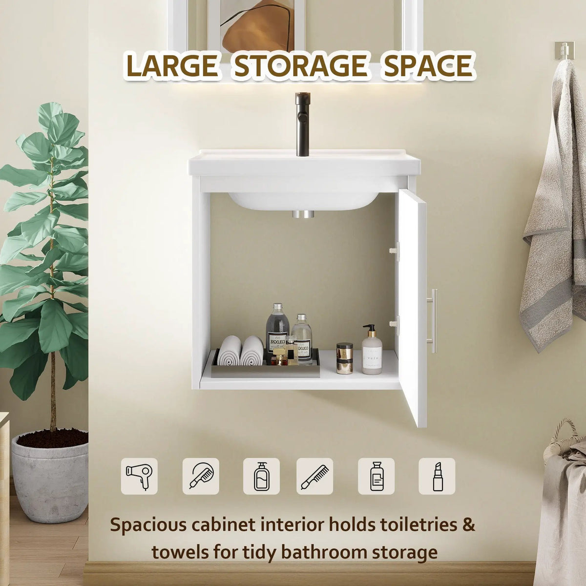 20" Floating Bathroom Vanity, Wall Mounted Plywood Cabinet by HouseOfZazla