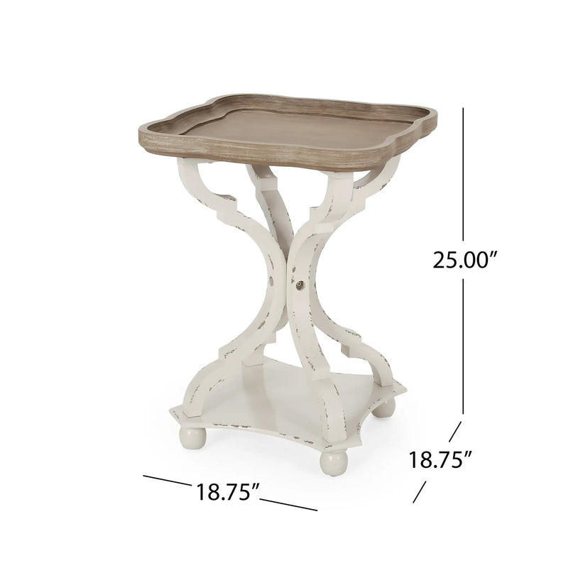 Accent Table with Hourglass Base and French Country Design by HouseOfZazla