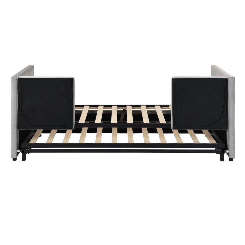 Twin Size Upholstered Daybed With Pop Up Trundle by HouseOfZazla