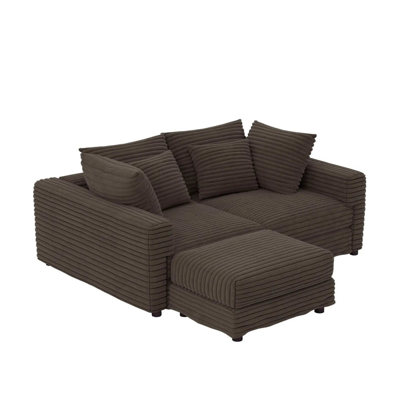 Deep Seat Convertible Sofa With Soft Pillows And Ottomans by HouseOfZazla
