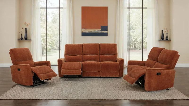 Navarro 3-piece Upholstered Reclining Sofa Set Orange by Unique Piece Furniture
