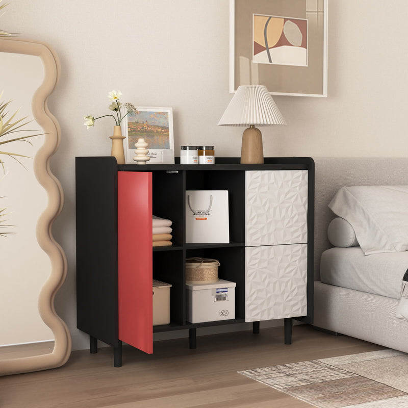 Modern Sideboard Buffet Cabinet With Doors And Unique Panel Styling by HouseOfZazla