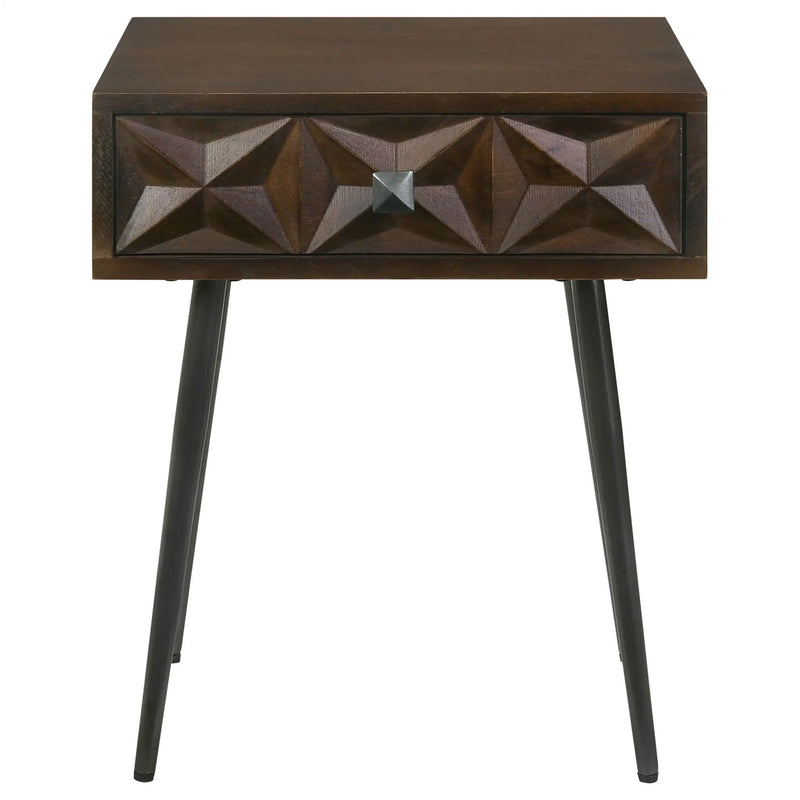 Gibson - Coffee 1 Drawer Rectangular Side Table With Angled Legs - Coffee by HouseOfZazla