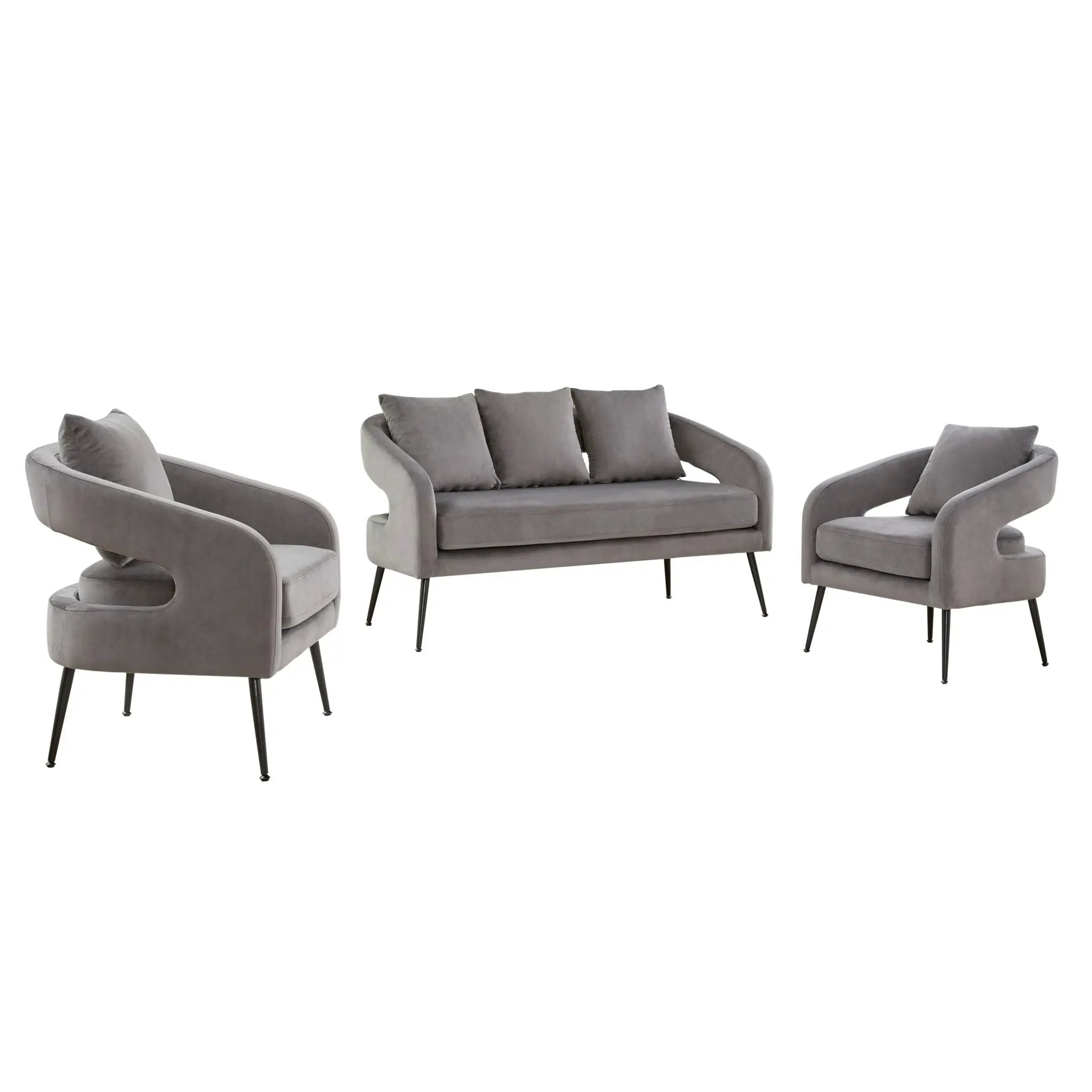 3 Piece Living Room Set, Loveseat & 2 Accent Chairs by Unique Piece Furniture