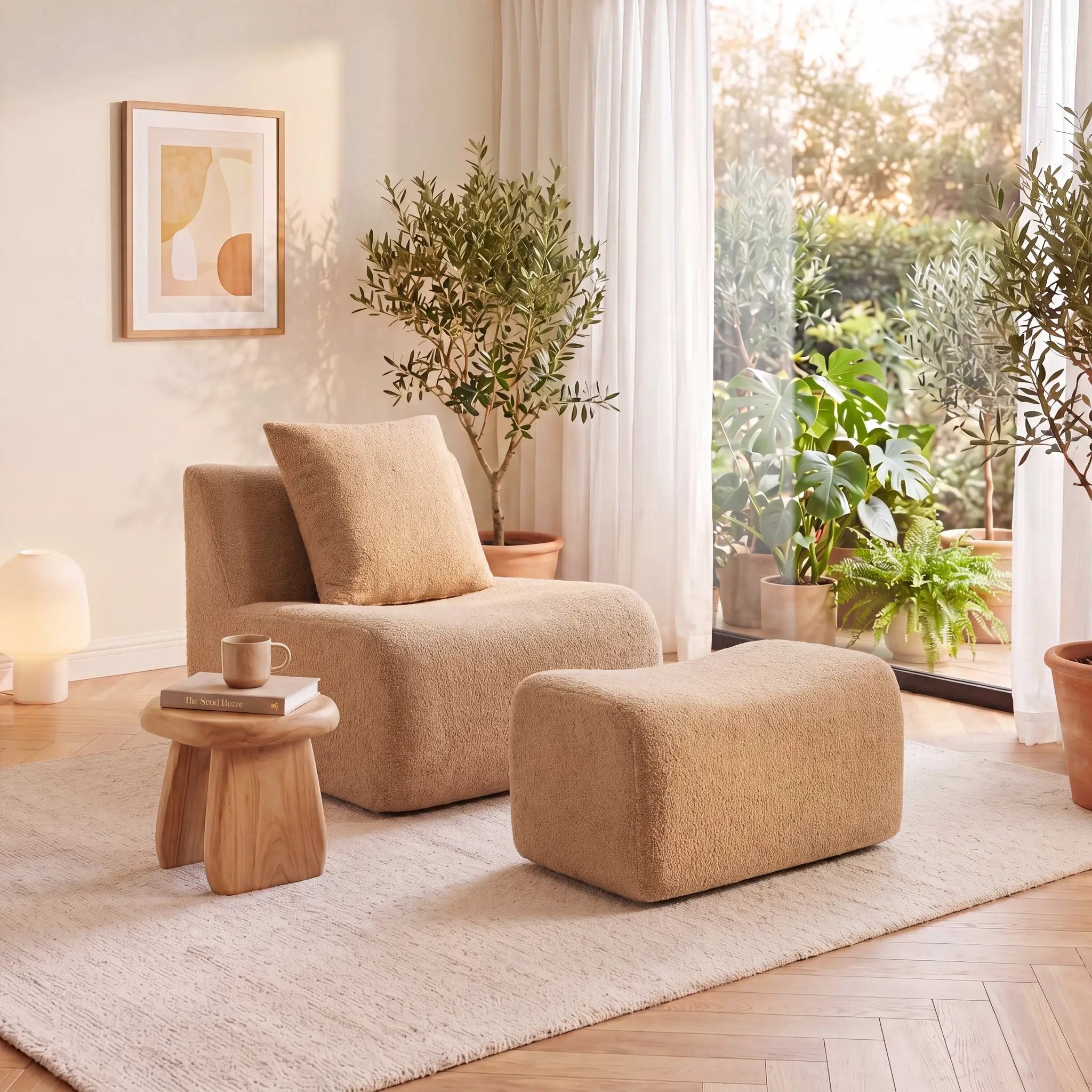 Soft Teddy Fabric Boneless Sofa by HouseOfZazla