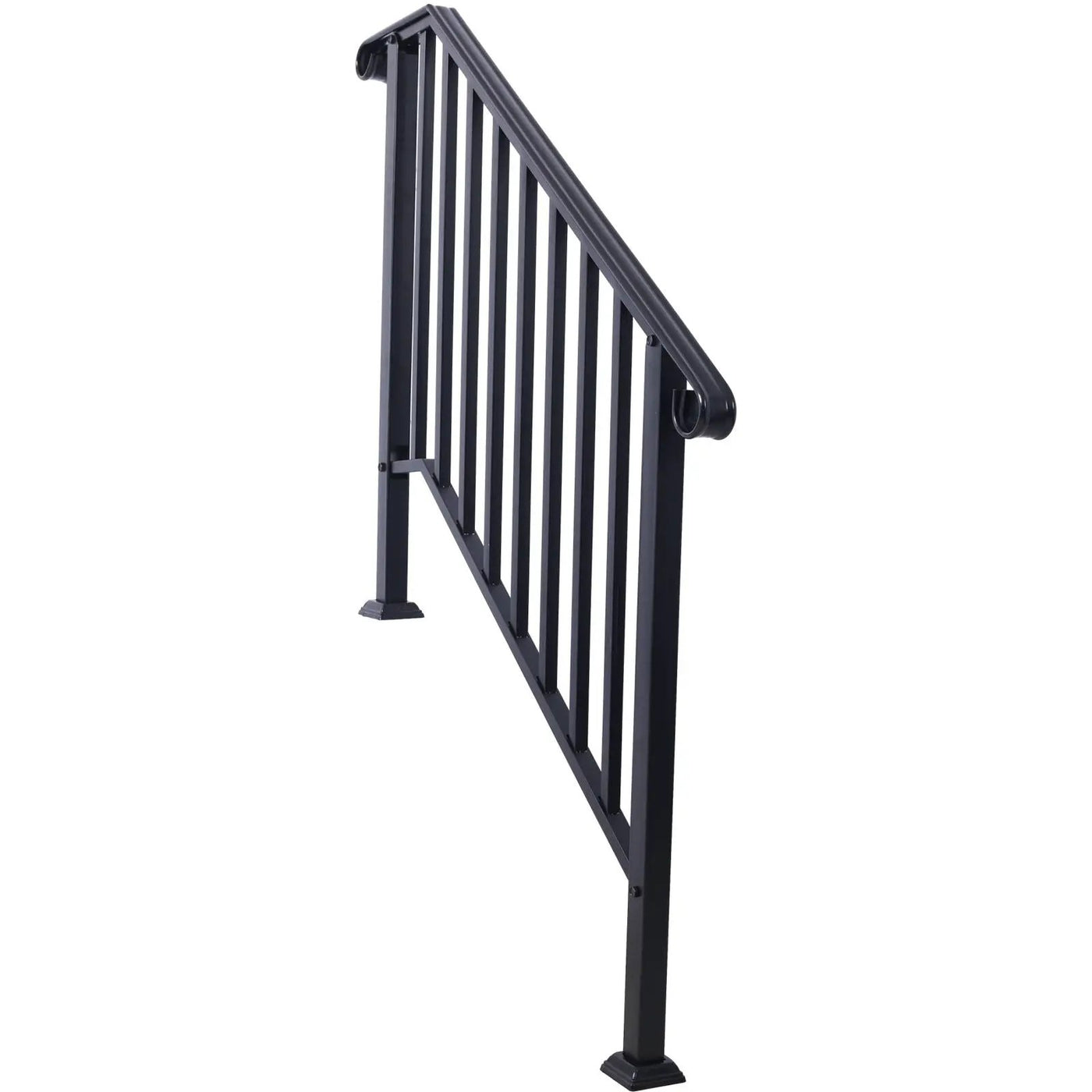 Handrails For Outdoor Steps, Fit 2 Or 3 Steps Outdoor Stair Railing, Wrought Iron Handrail, Flexible Porch Railing, Transitional Handrails For Concrete Steps Or Wooden Stairs by Unique Piece Furniture
