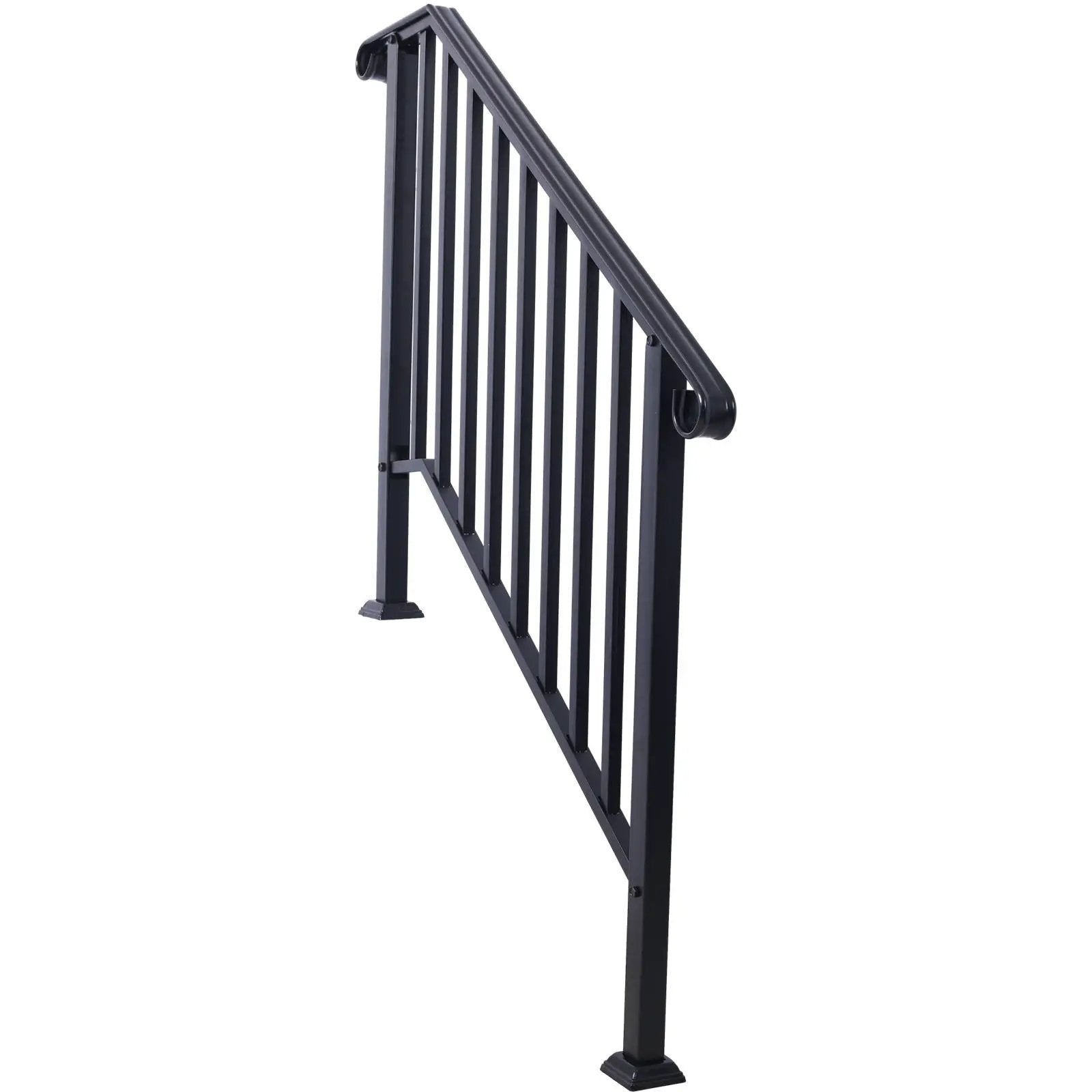 Handrails For Outdoor Steps, Fit 2 Or 3 Steps Outdoor Stair Railing, Wrought Iron Handrail, Flexible Porch Railing, Transitional Handrails For Concrete Steps Or Wooden Stairs by Unique Piece Furniture