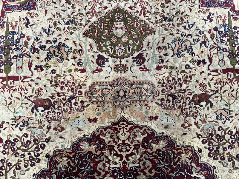 Rare Antique Indian Agra Rug, Early 20th Century Indian Carpet, Animal and Angel Motifs, Hunting Scene, Collectible Oriental Carpet, Wow by Jewel Rugs