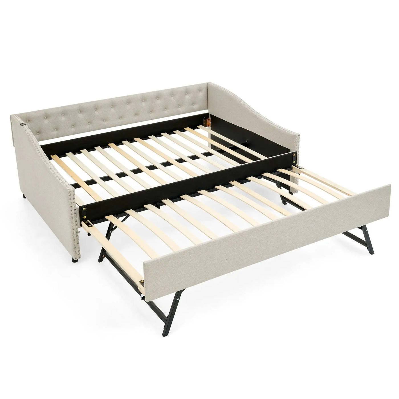 Upholstered Daybed With USB Charging & Pull Out Bed by Unique Piece Furniture