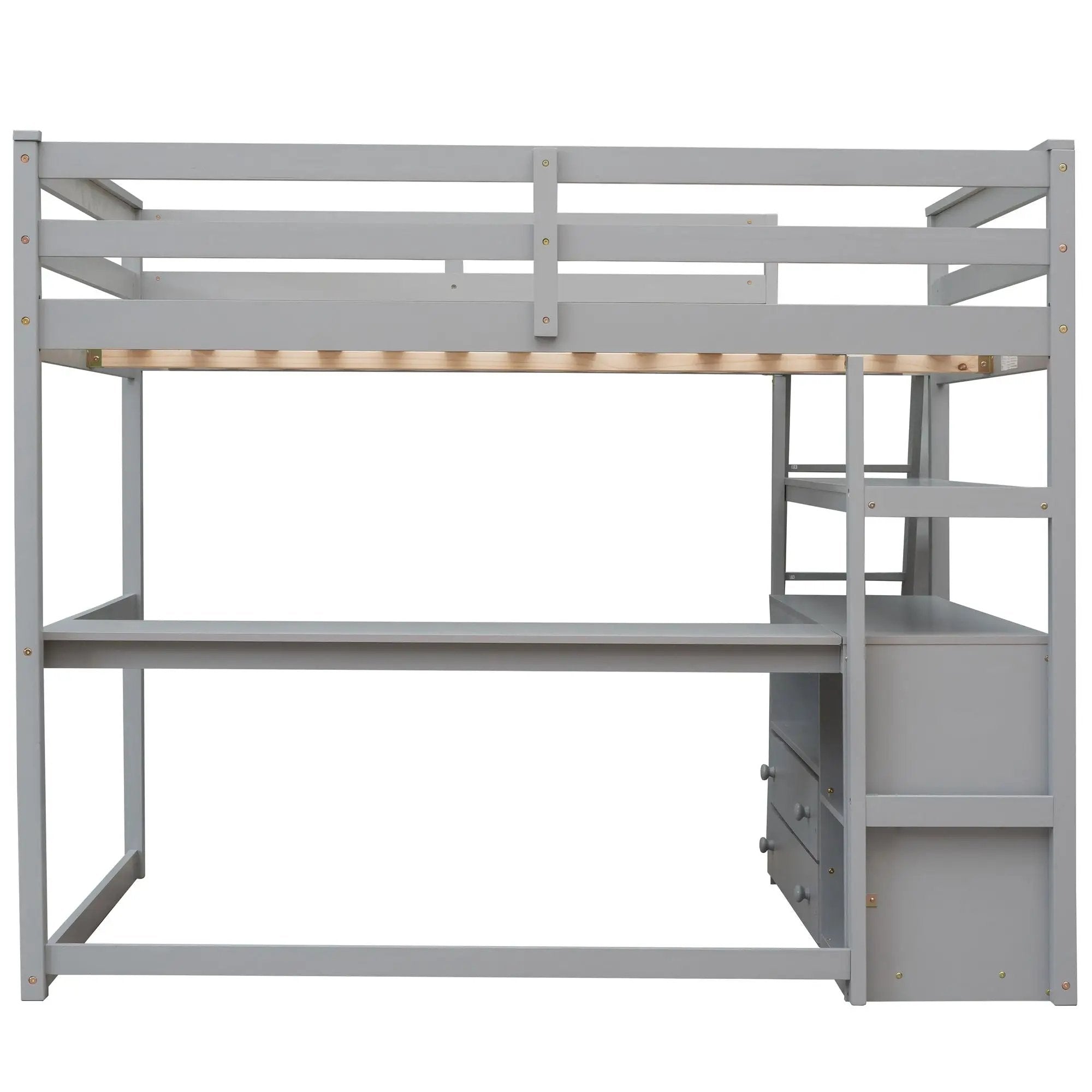 Modern Loft Bed With Built In Desk, Shelves, And 2 Drawers by HouseOfZazla