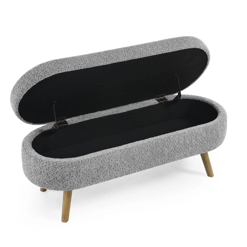 Ottoman Oval Storage Bench with Rubber Wood Legs by HouseOfZazla