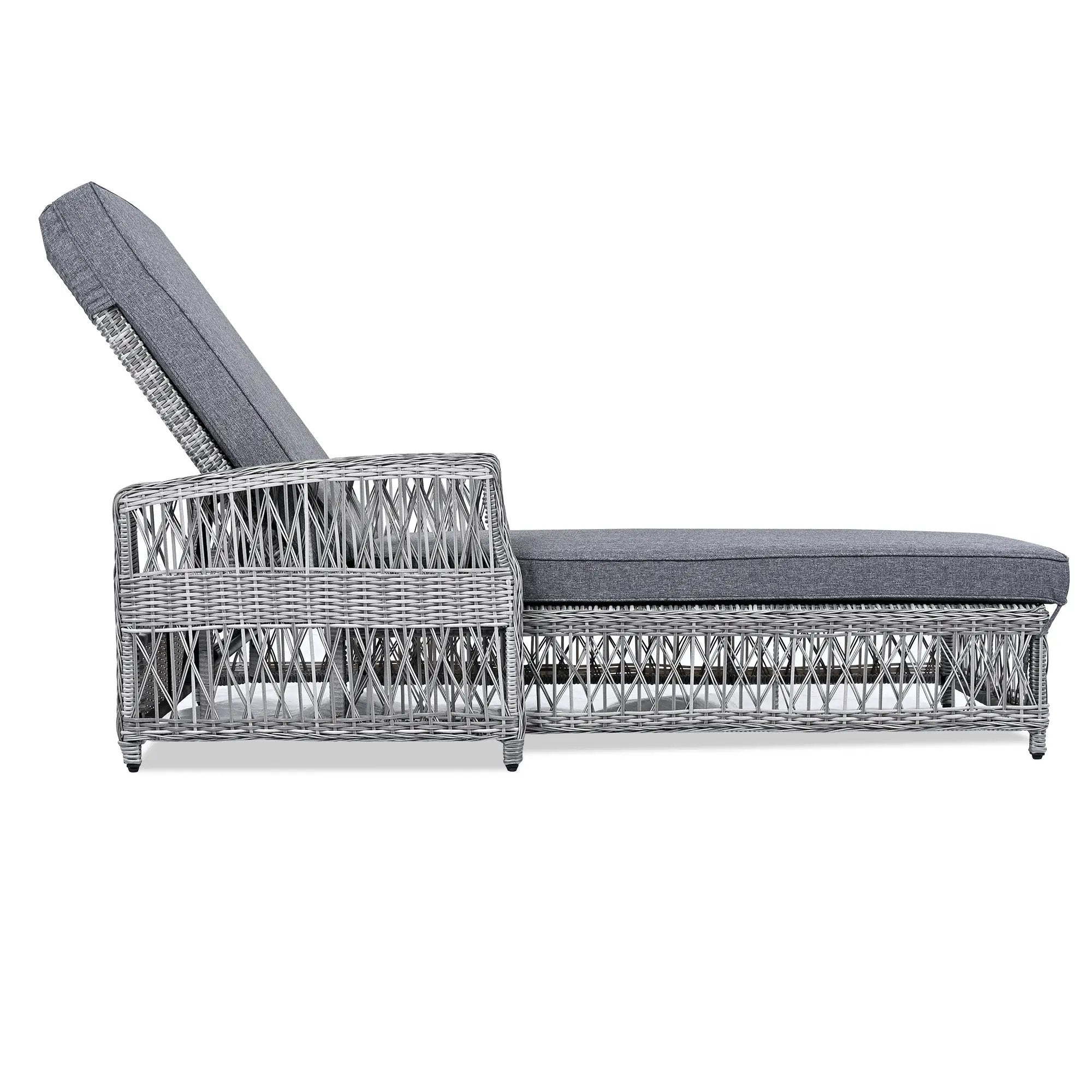 GO Outdoor Long Reclining Chaise with Armrests and Cushions by HouseOfZazla