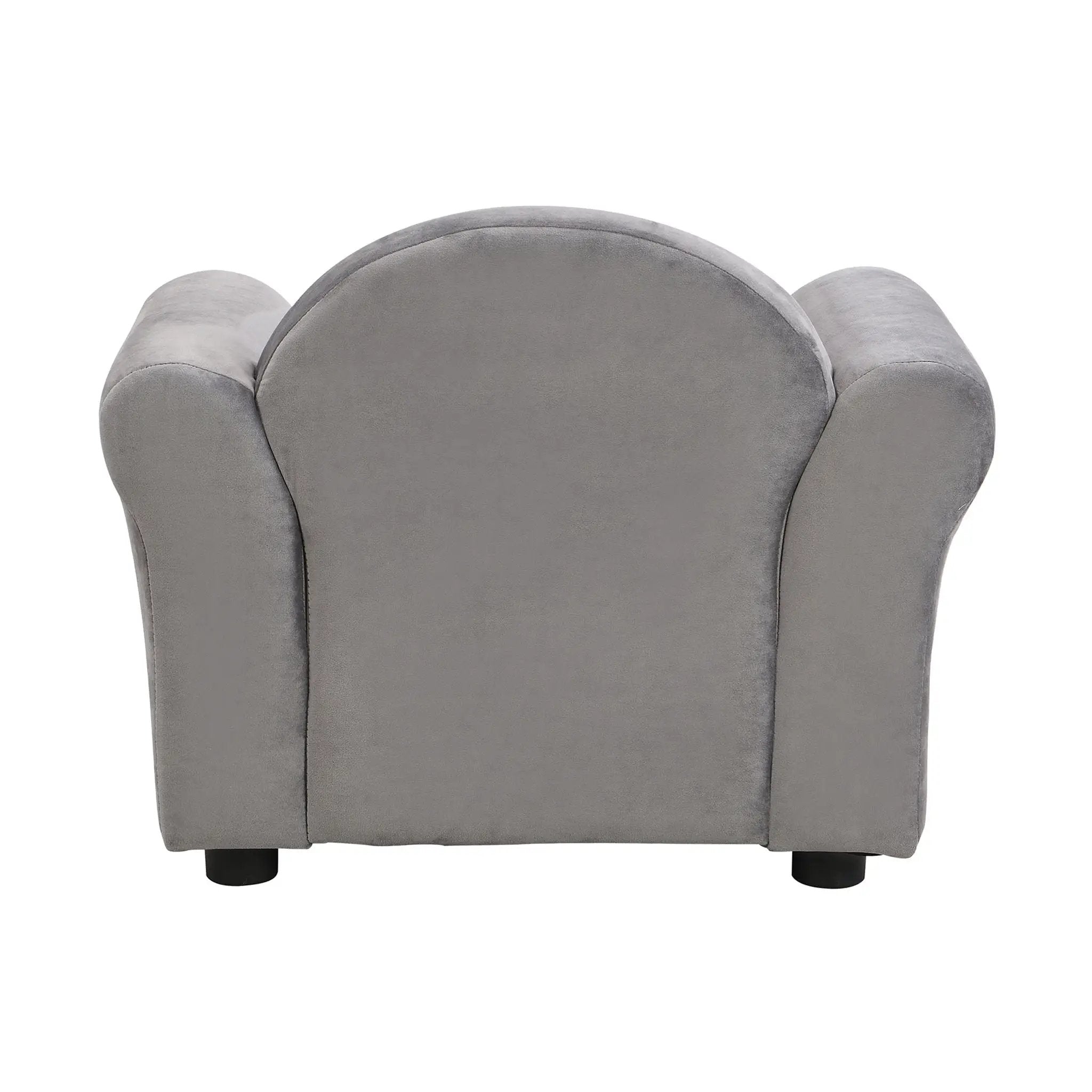 Kids Velvet Upholstered Chair With Ottoman For Comfortable Seating - Gray by HouseOfZazla