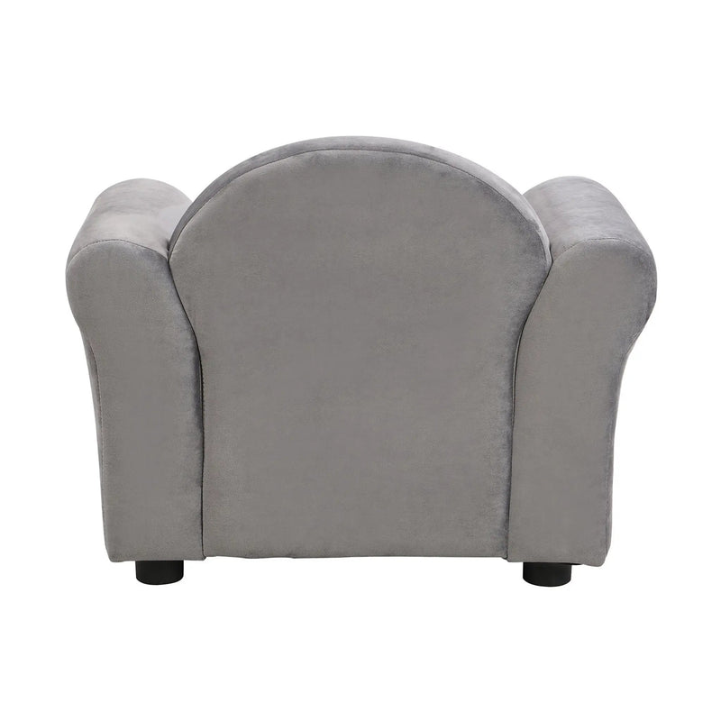 Kids Velvet Upholstered Chair With Ottoman For Comfortable Seating - Gray by HouseOfZazla
