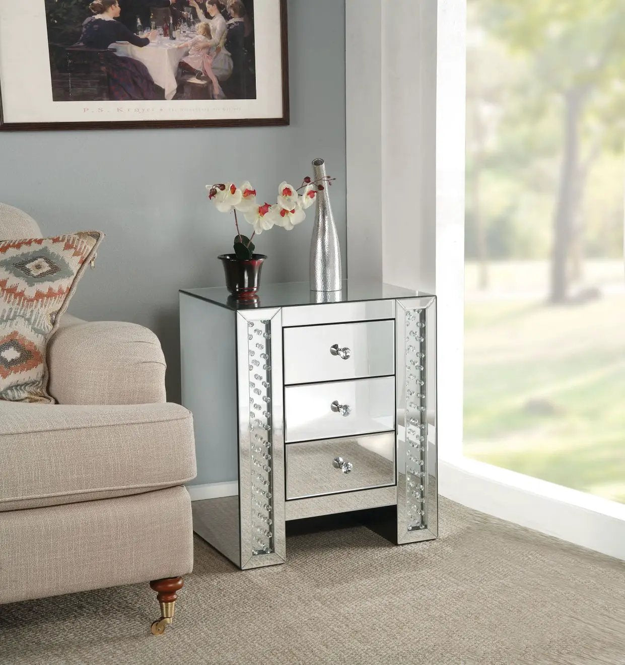 Nysa - Accent Table - Mirrored & Faux Crystals by Unique Piece Furniture