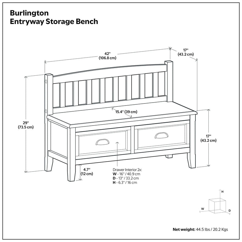 Burlington - Entryway Storage Bench With Drawers by Unique Piece Furniture