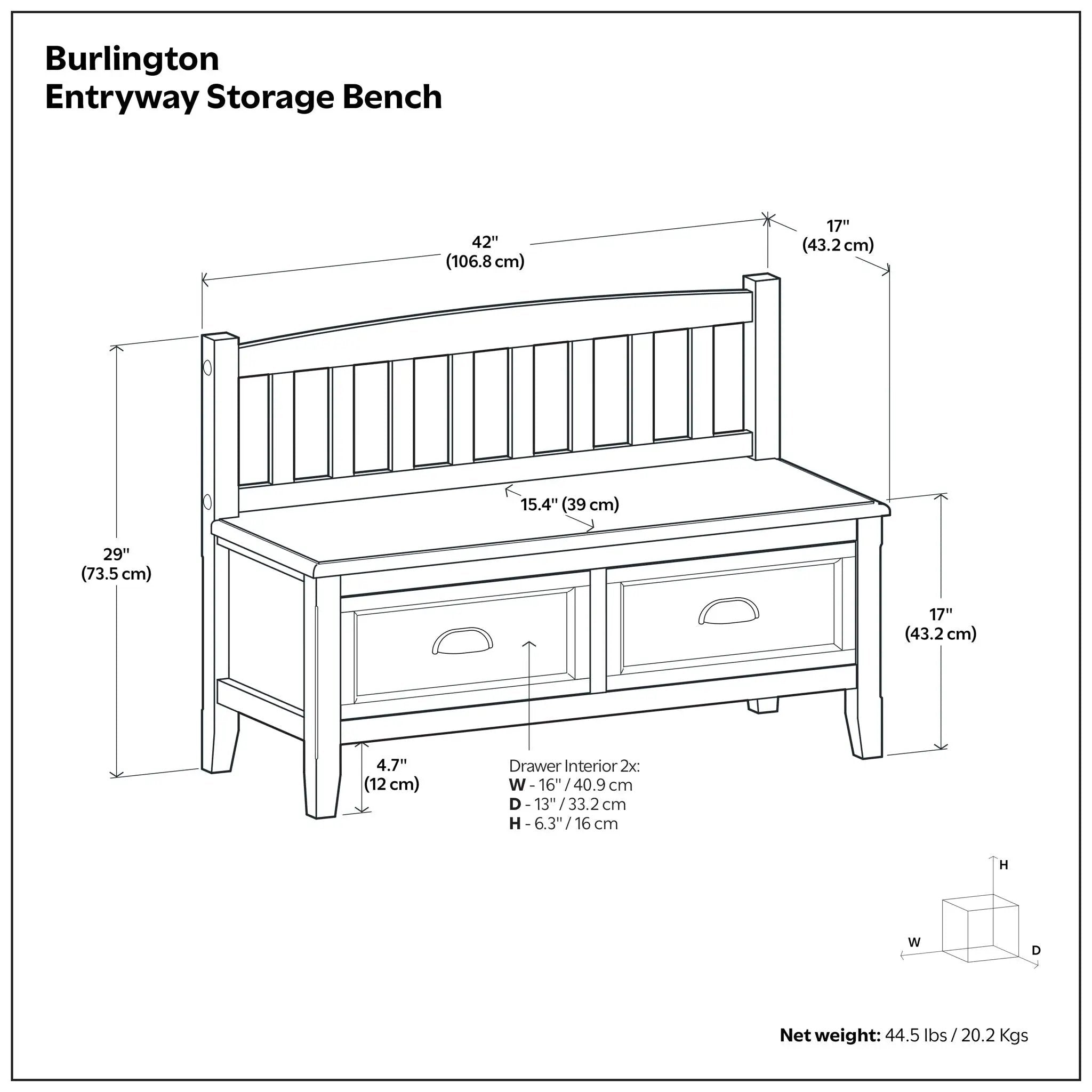 Burlington - Entryway Storage Bench With Drawers by HouseOfZazla