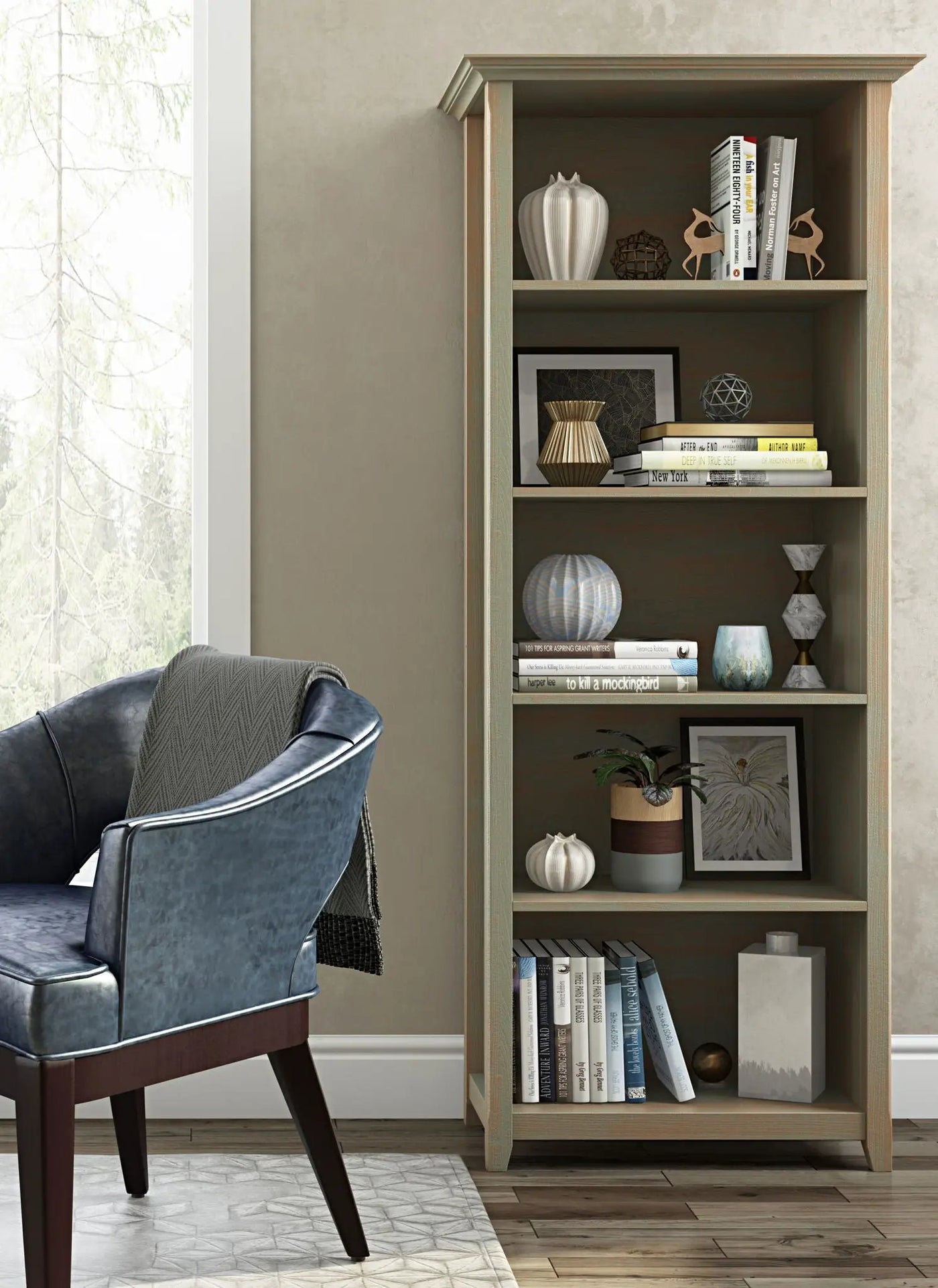 Amherst - 5 Shelf Bookcase, Handcrafted by HouseOfZazla