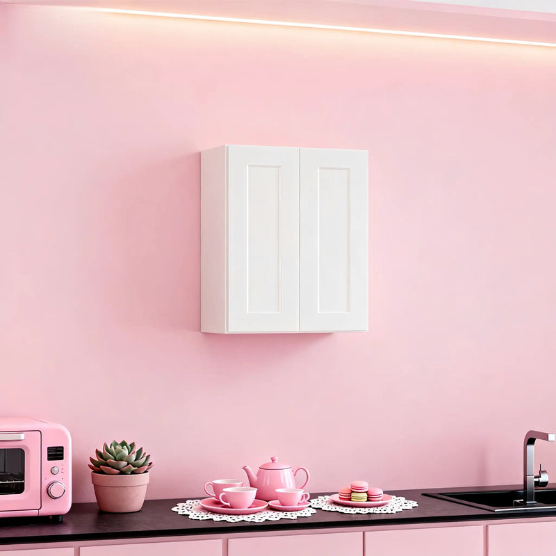 White Shaker Solid Wood Wall Cabinet with Soft-Close Doors by HouseOfZazla