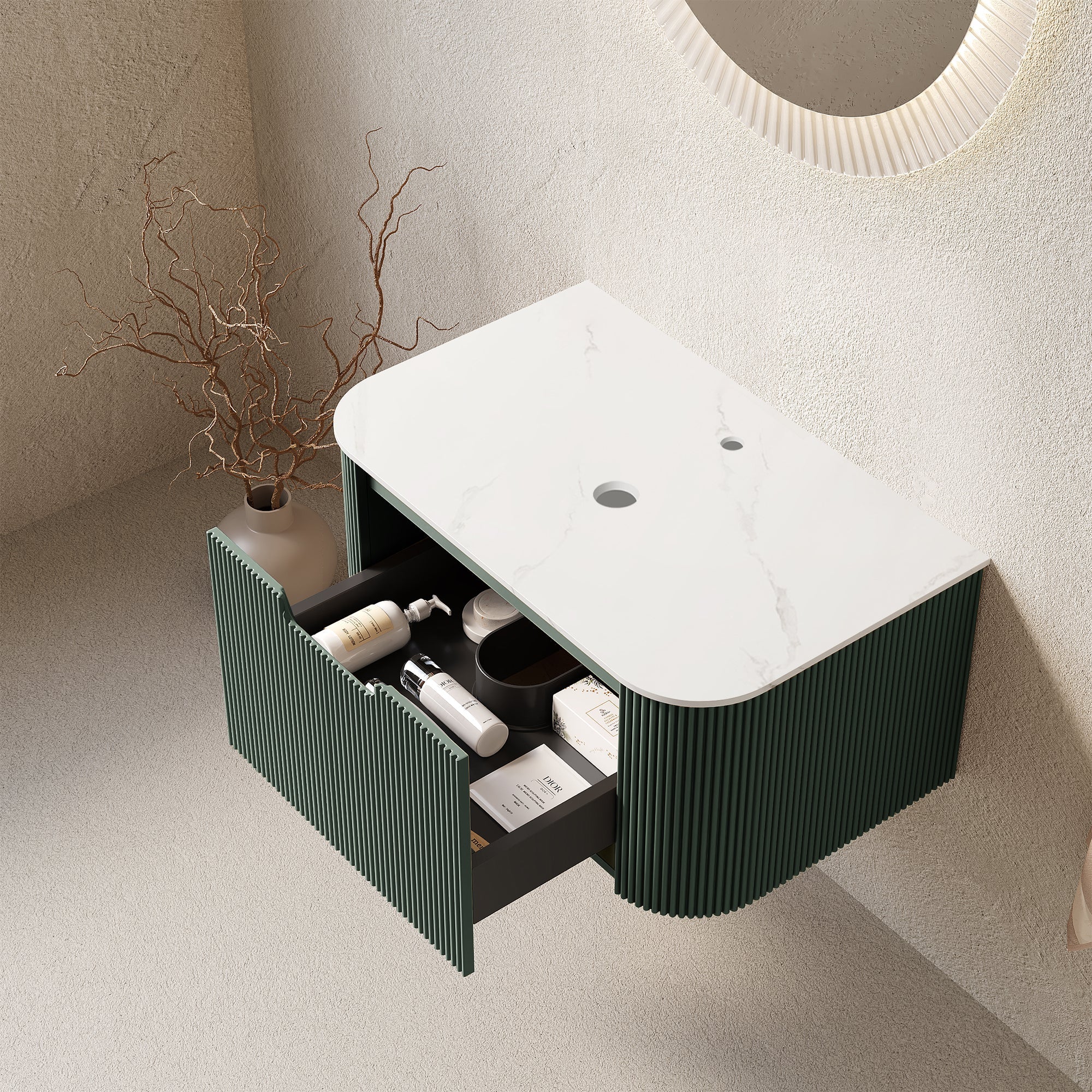 DINA 30" Wall Mounted Plywood Cabinet with Carrara by HouseOfZazla