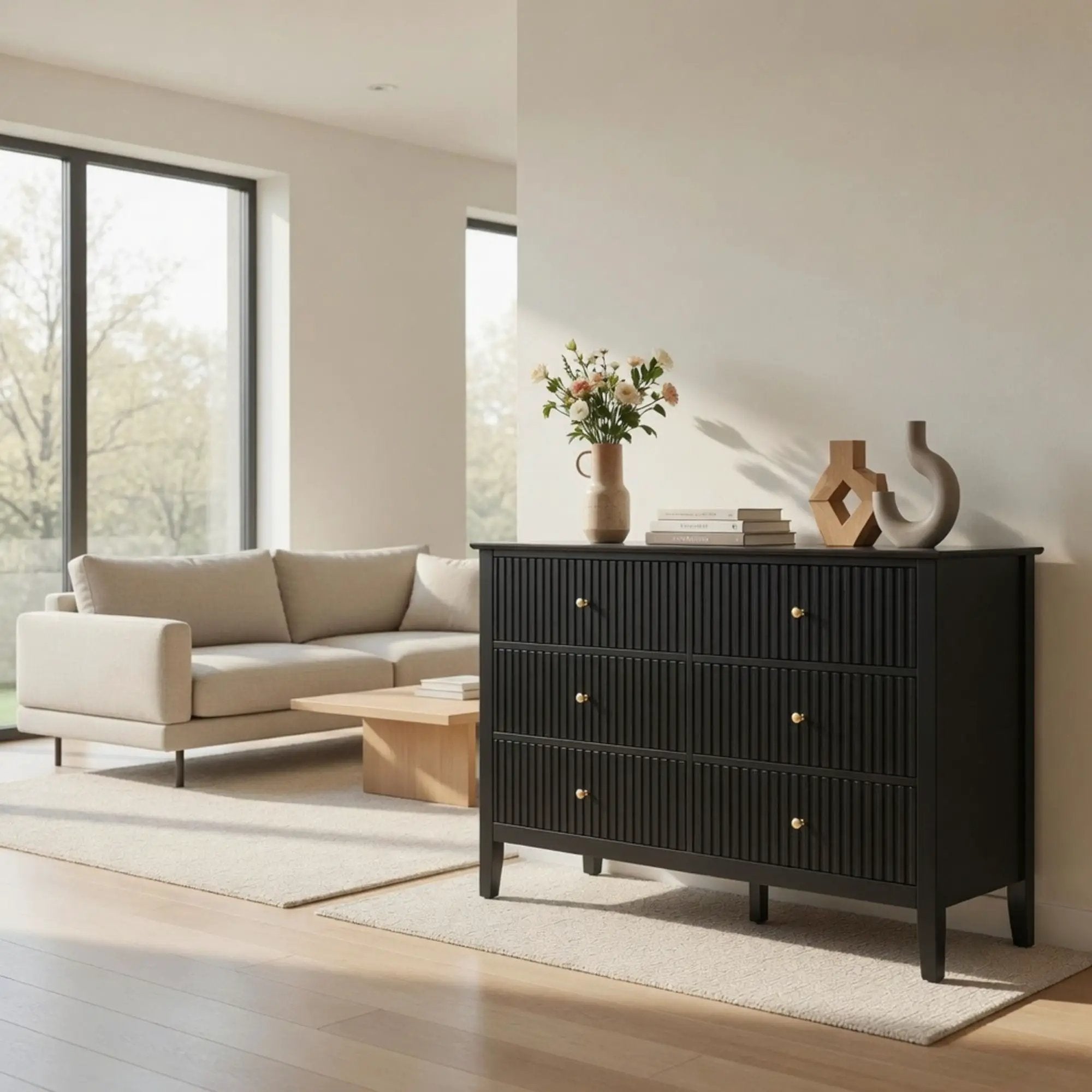 Modern 6 Drawer Fluted Dresser by HouseOfZazla