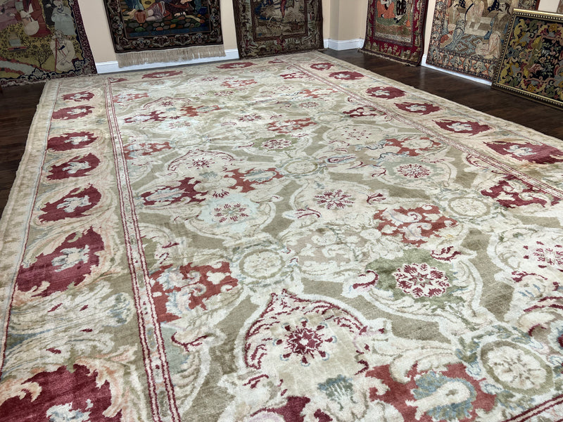 Large Egyptian Oushak Rug 12x21, Wool Handmade Vintage Carpet, Allover Pattern, Oversized 12 x 21 ft Traditional Rug by Jewel Rugs