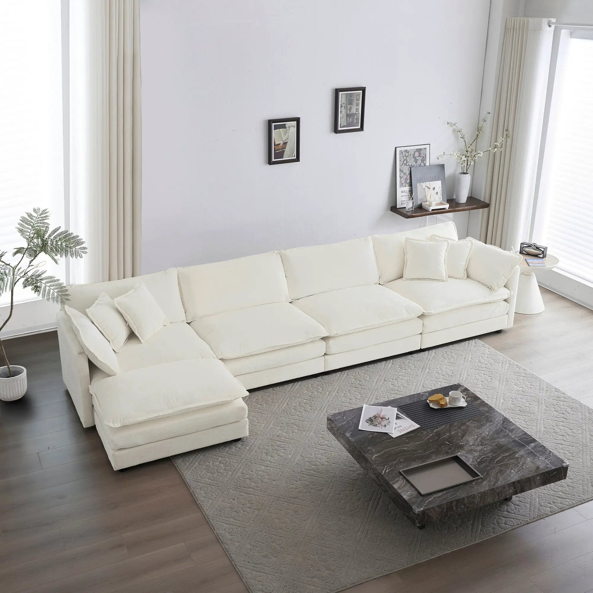 Modular Sectional Sofa for Living Room, U Shaped Couch 5 Seater Convertible with Ottoman by HouseOfZazla
