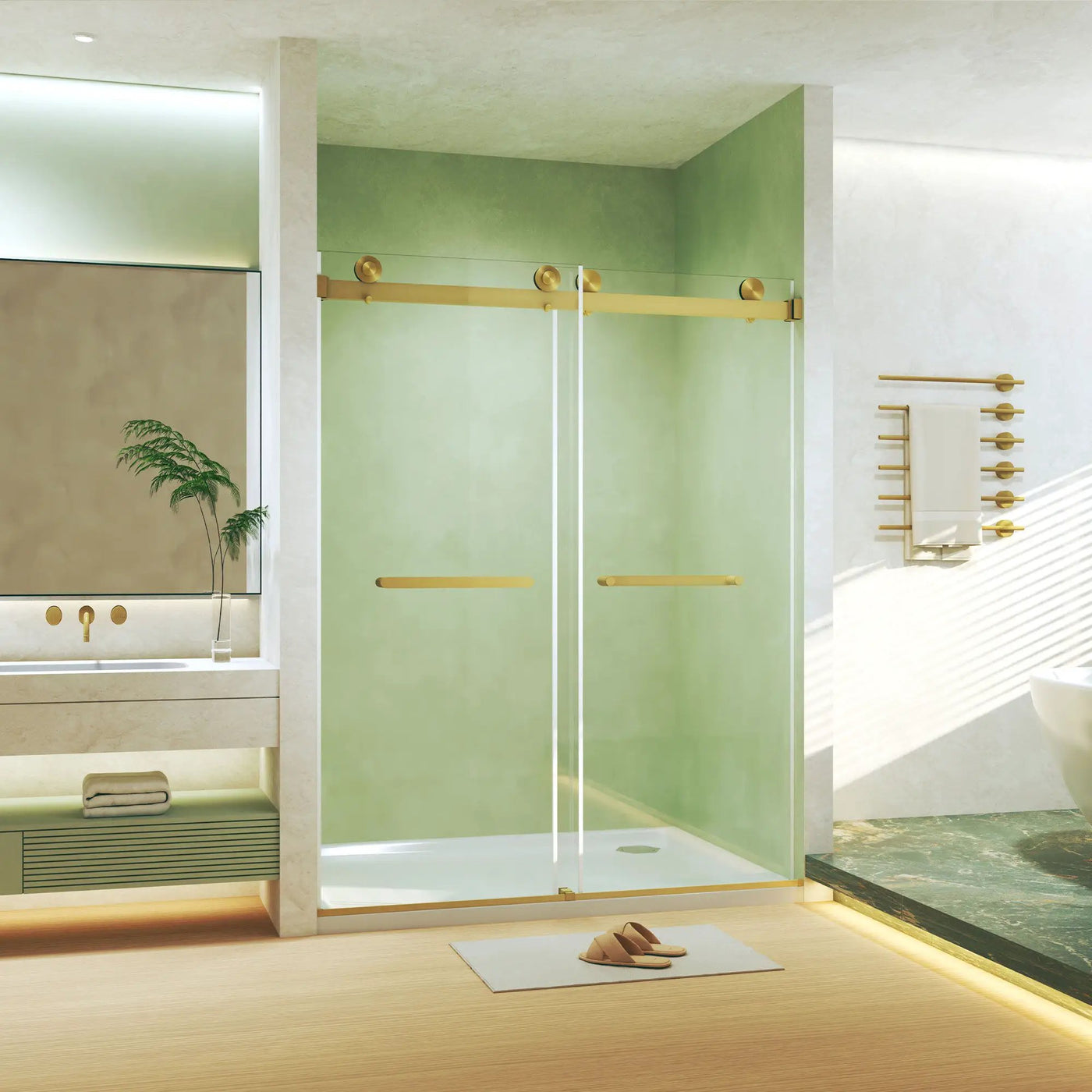 Frameless Double Sliding Shower Door by HouseOfZazla