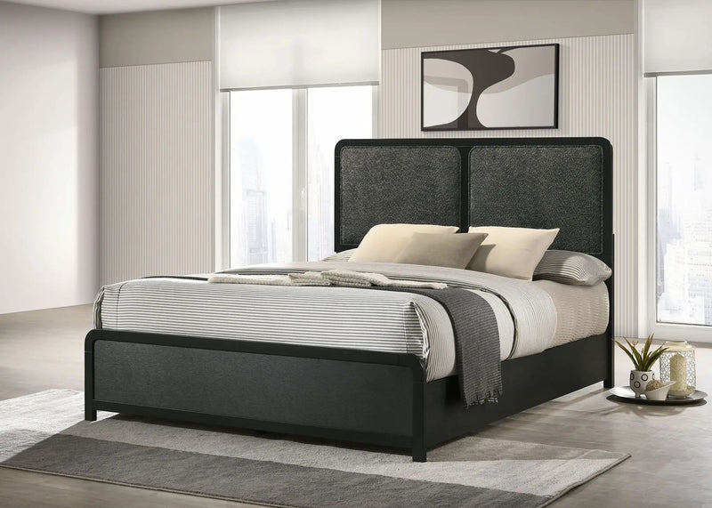 Cavelle 51-inch Upholstered Eastern King Panel Bed Black by Unique Piece Furniture