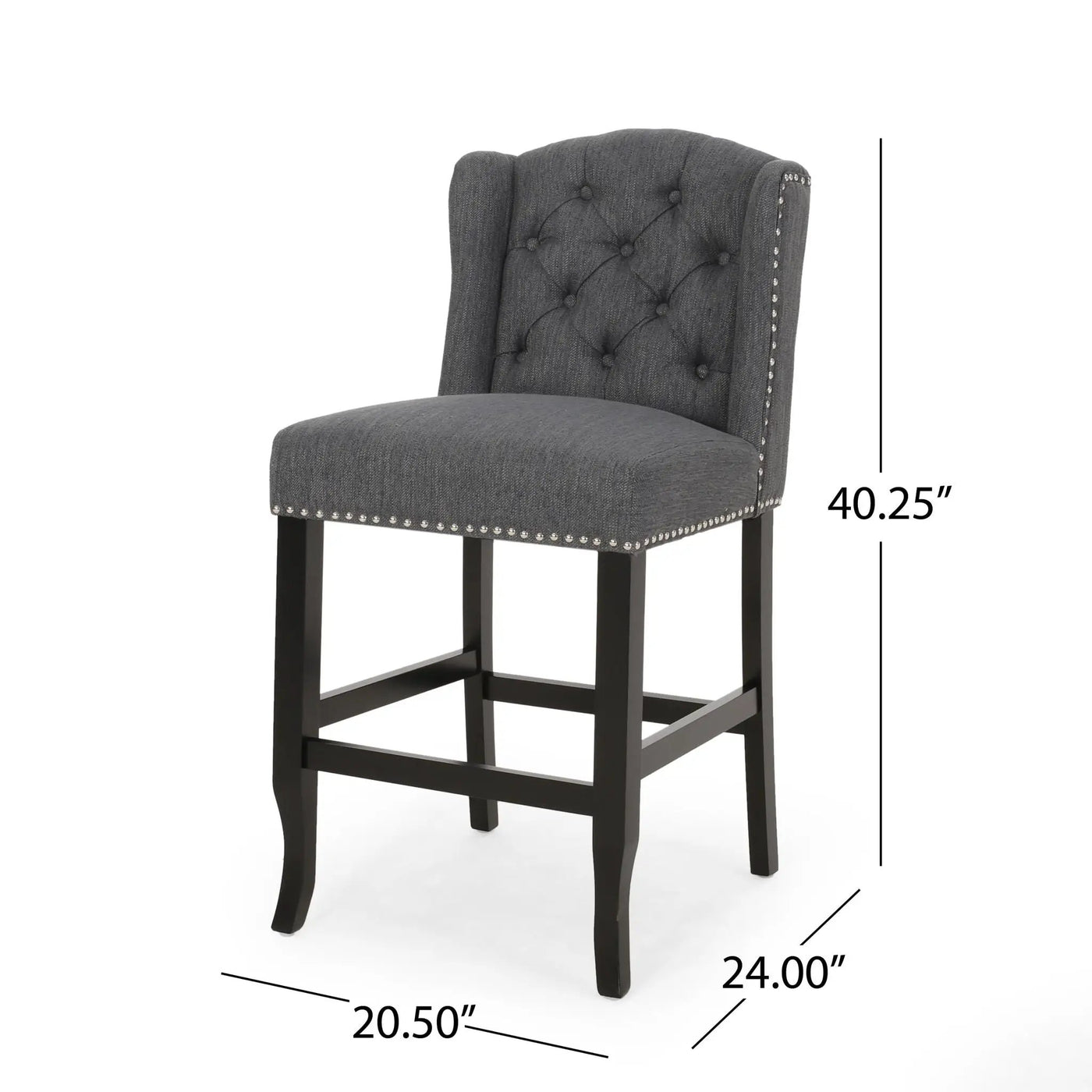 Vienna Fabric Tufted Counter Stool With Nailhead Accents (Set of 2) by HouseOfZazla