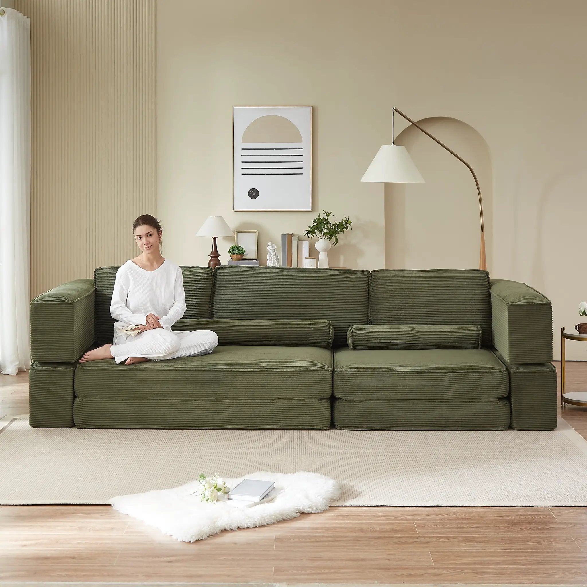 Large Modern Corduroy Sofa Can Be Freely Combined by HouseOfZazla