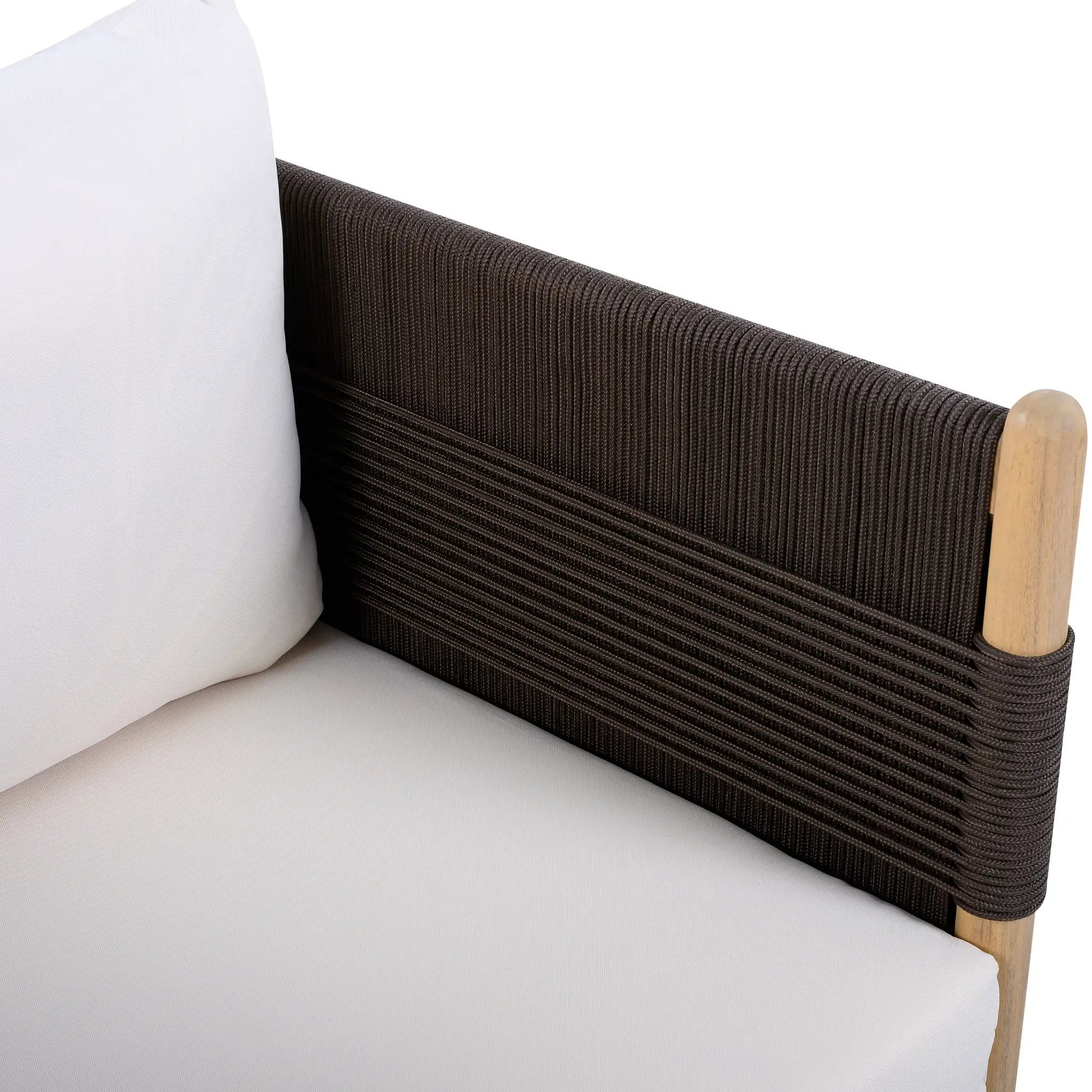 Outdoor Acacia Club Chairs (Set of 2) with Diamond-Pattern Black Rope, Light Teak Finish by HouseOfZazla