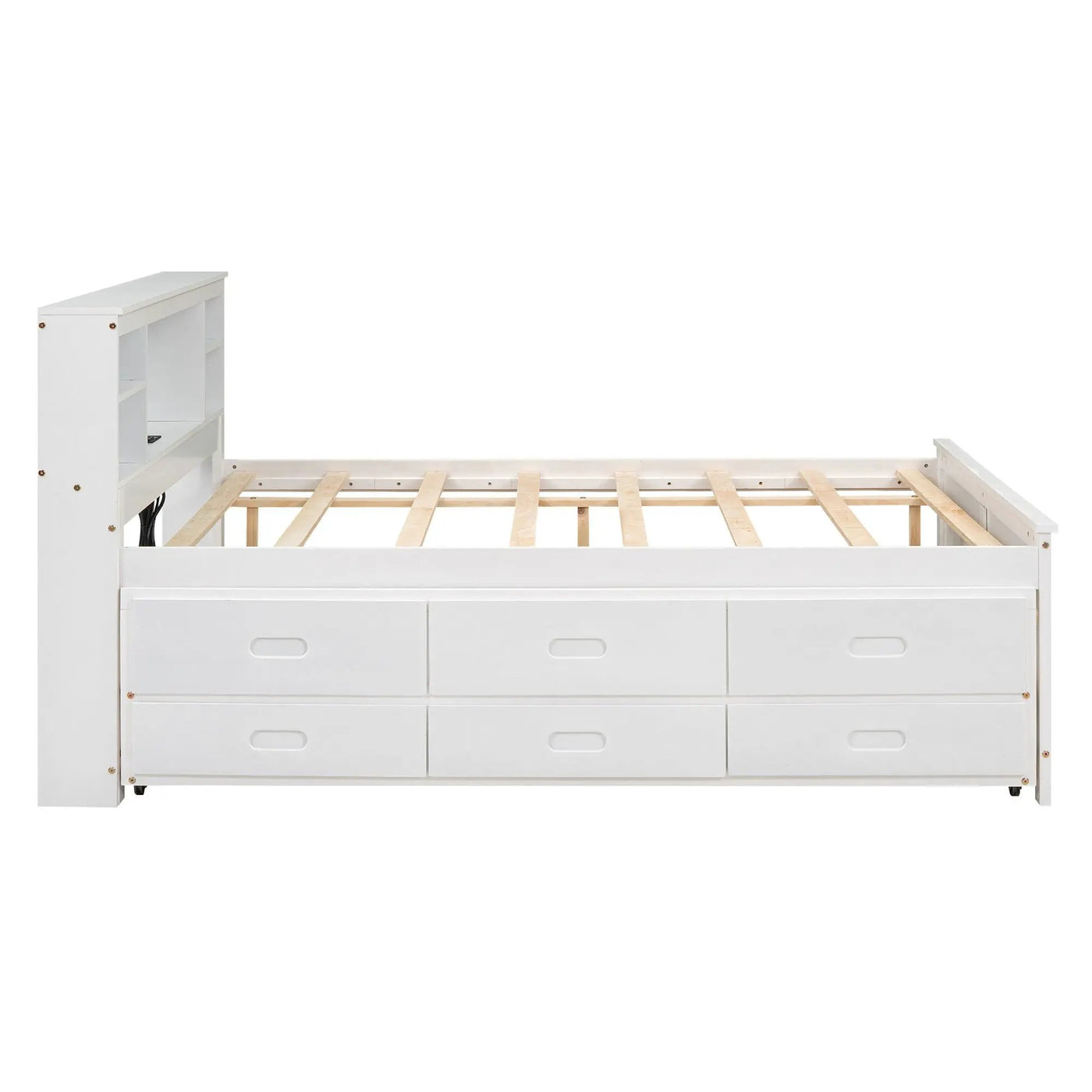 Platform Bed With Storage Headboard, USB, Trundle And 3 Drawers by HouseOfZazla