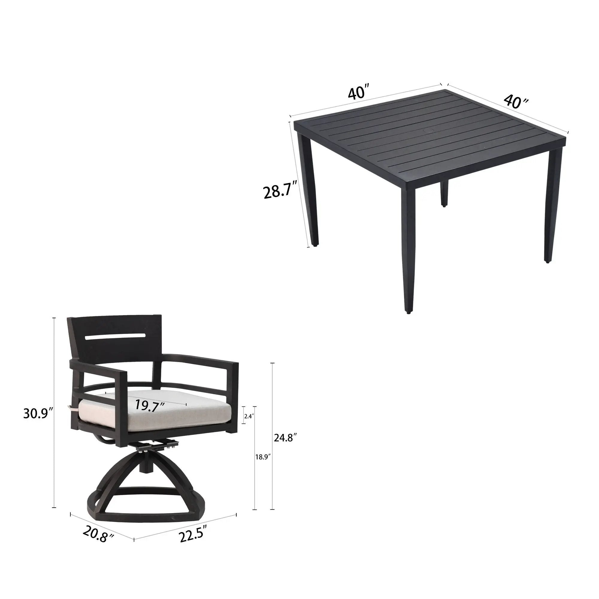 Outdoor Modern Dining Set, Chairs Sunbrella Cushioned And Dining Table With Umbrella Hole by Unique Piece Furniture