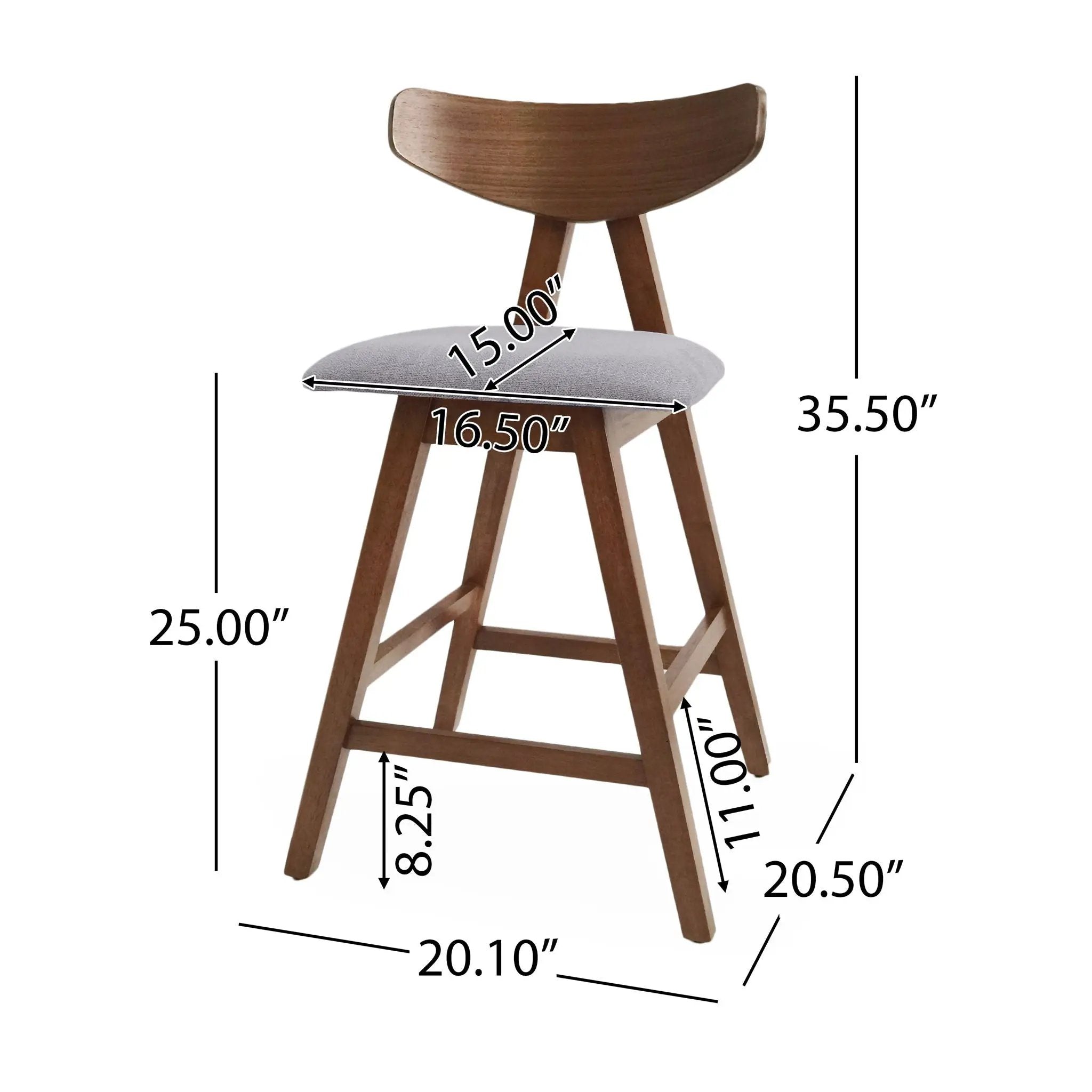 Mid Century Modern Counter Stool With V Shape Frame And Upholstered Seating by HouseOfZazla